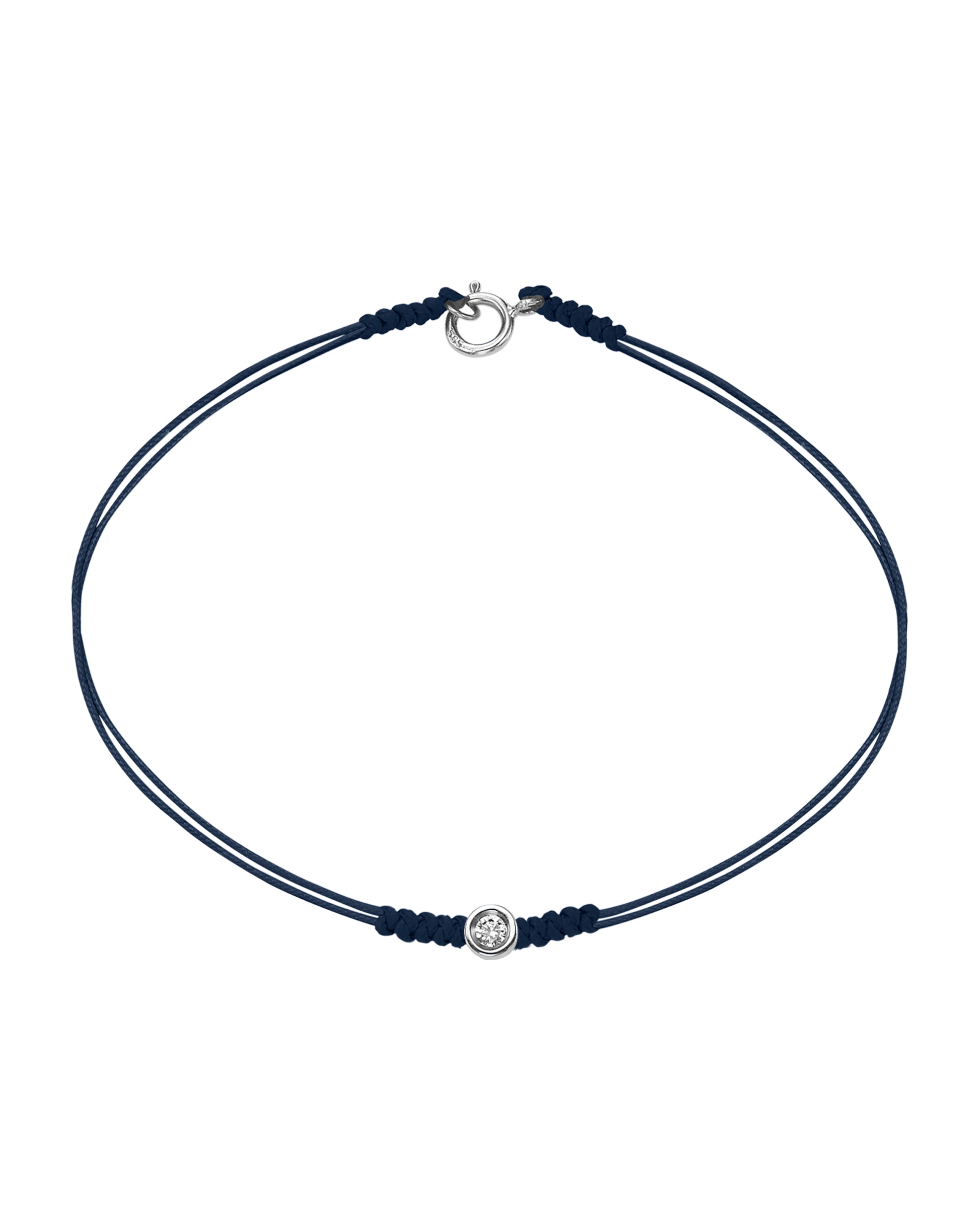 The Classic String of Love with clasp - 14K White Gold Bracelets 14K Solid Gold Navy Blue Small: 0.03ct Small - 6 Inches (15.5cm)