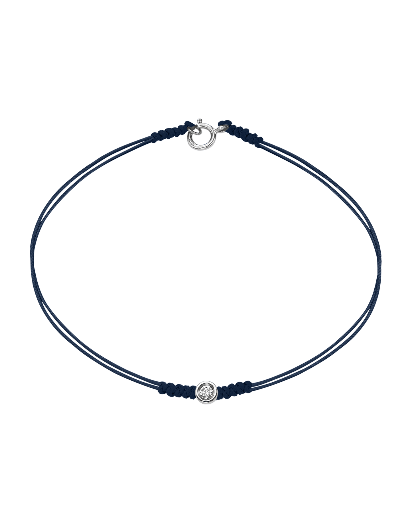 Le String of Love avec Fermoir - Or Blanc 14 carats Bracelets 14K Solid Gold Bleu Marine Small: 0.03 carats Small - 6 Inches (15.5cm)