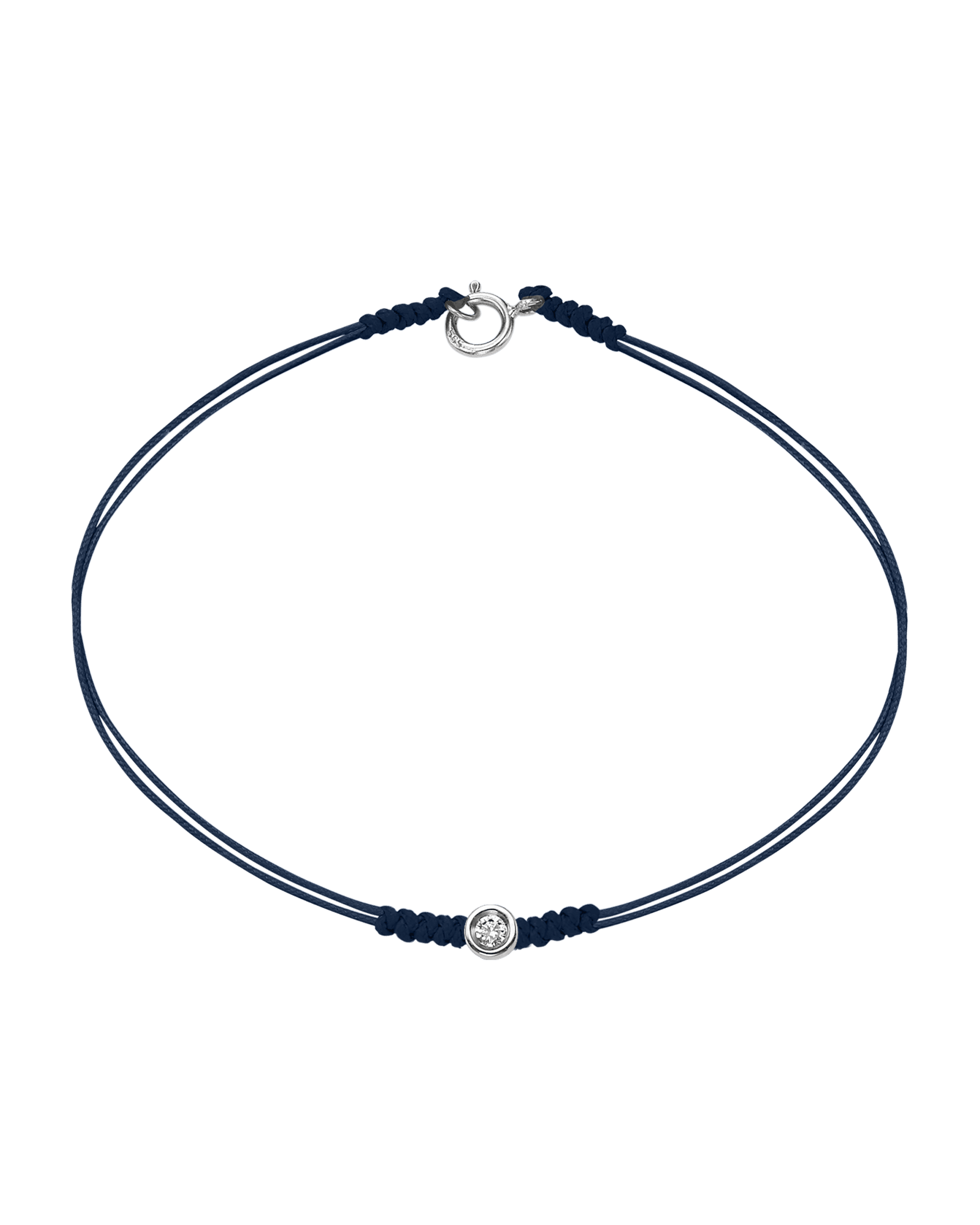 Le String of Love avec Fermoir - Or Blanc 14 carats Bracelets 14K Solid Gold Bleu Marine Small: 0.03 carats Small - 6 Inches (15.5cm)