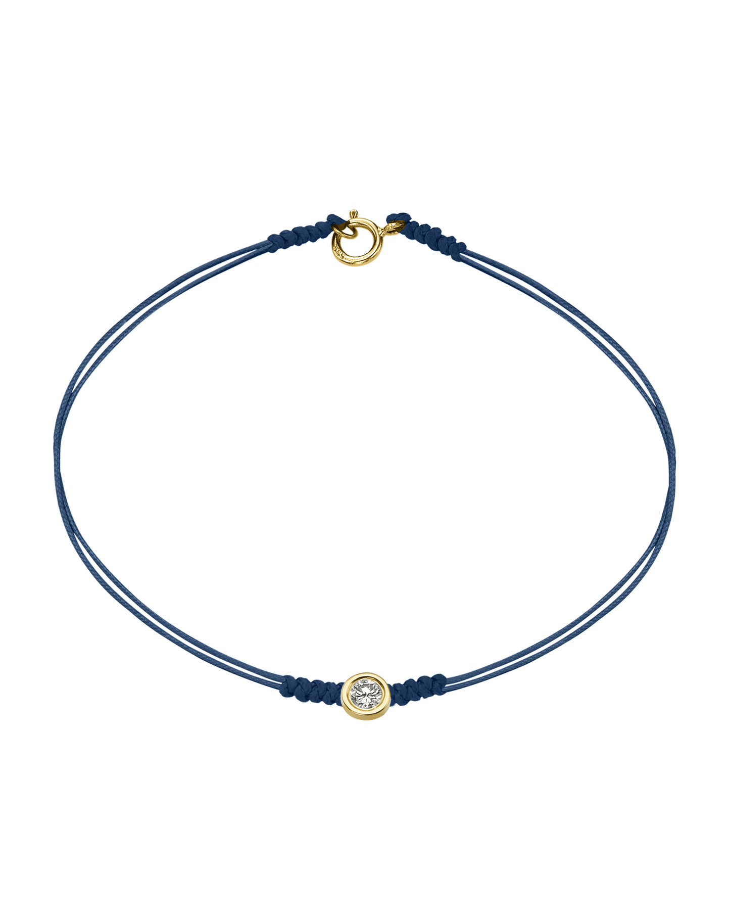 Le String of Love avec Fermoir - Or Jaune 14 carats Bracelets 14K Solid Gold Bleu Indigo Large: 0.10 carats Small - 6 Inches (15.5cm)