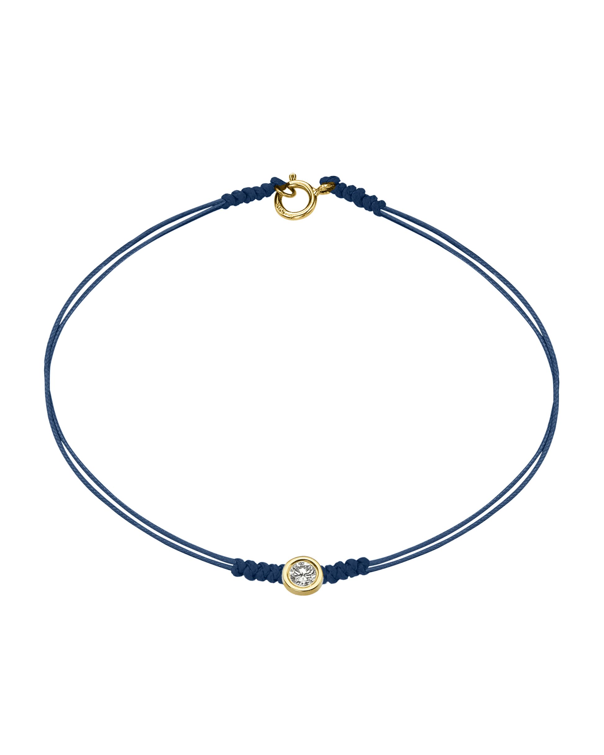 Le String of Love avec Fermoir - Or Jaune 14 carats Bracelets 14K Solid Gold Bleu Indigo Large: 0.10 carats Small - 6 Inches (15.5cm)