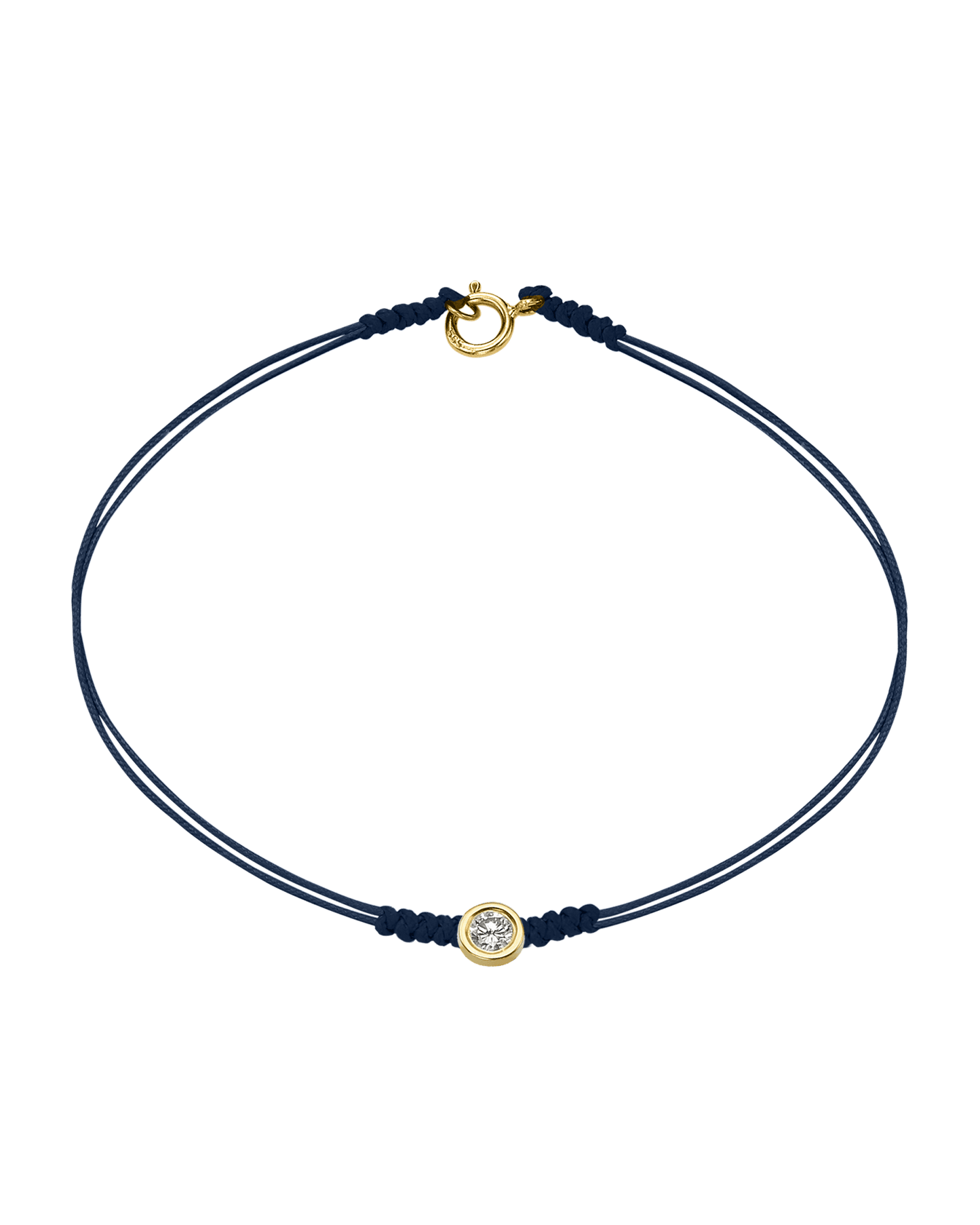 Le String of Love avec Fermoir - Or Jaune 14 carats Bracelets 14K Solid Gold Bleu Marine Large: 0.10 carats Small - 6 Inches (15.5cm)