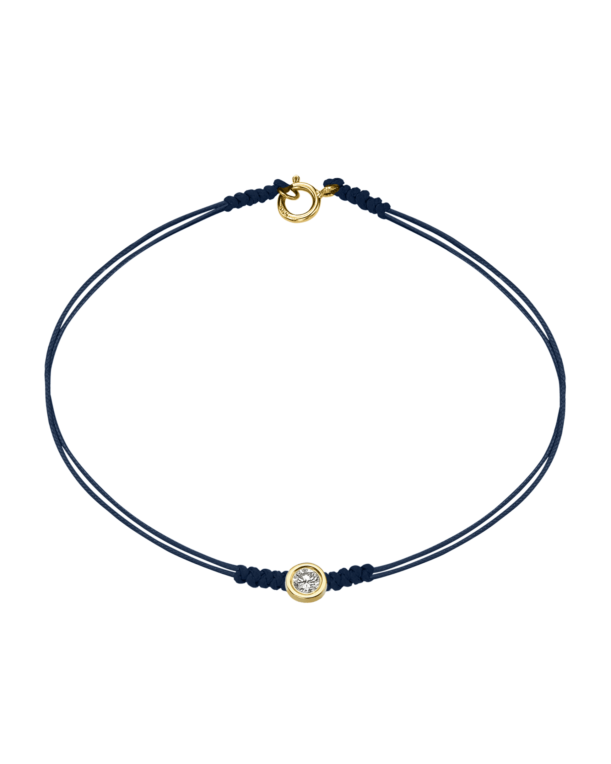 Le String of Love avec Fermoir - Or Jaune 14 carats Bracelets 14K Solid Gold Bleu Marine Large: 0.10 carats Small - 6 Inches (15.5cm)