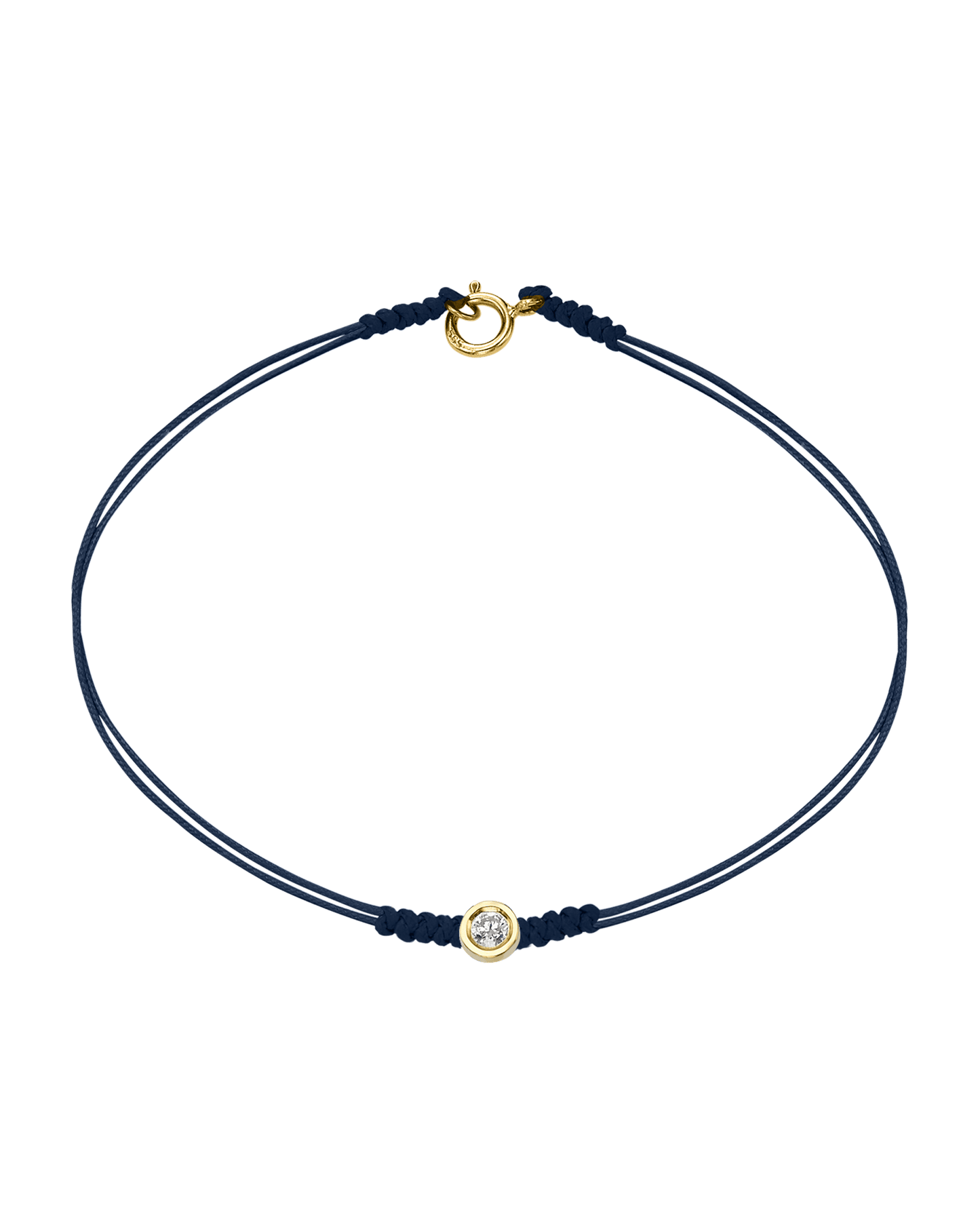 The Classic String of Love with clasp - 14K Yellow Gold Bracelets 14K Solid Gold Navy Blue Medium: 0.04ct Small - 6 Inches (15.5cm)