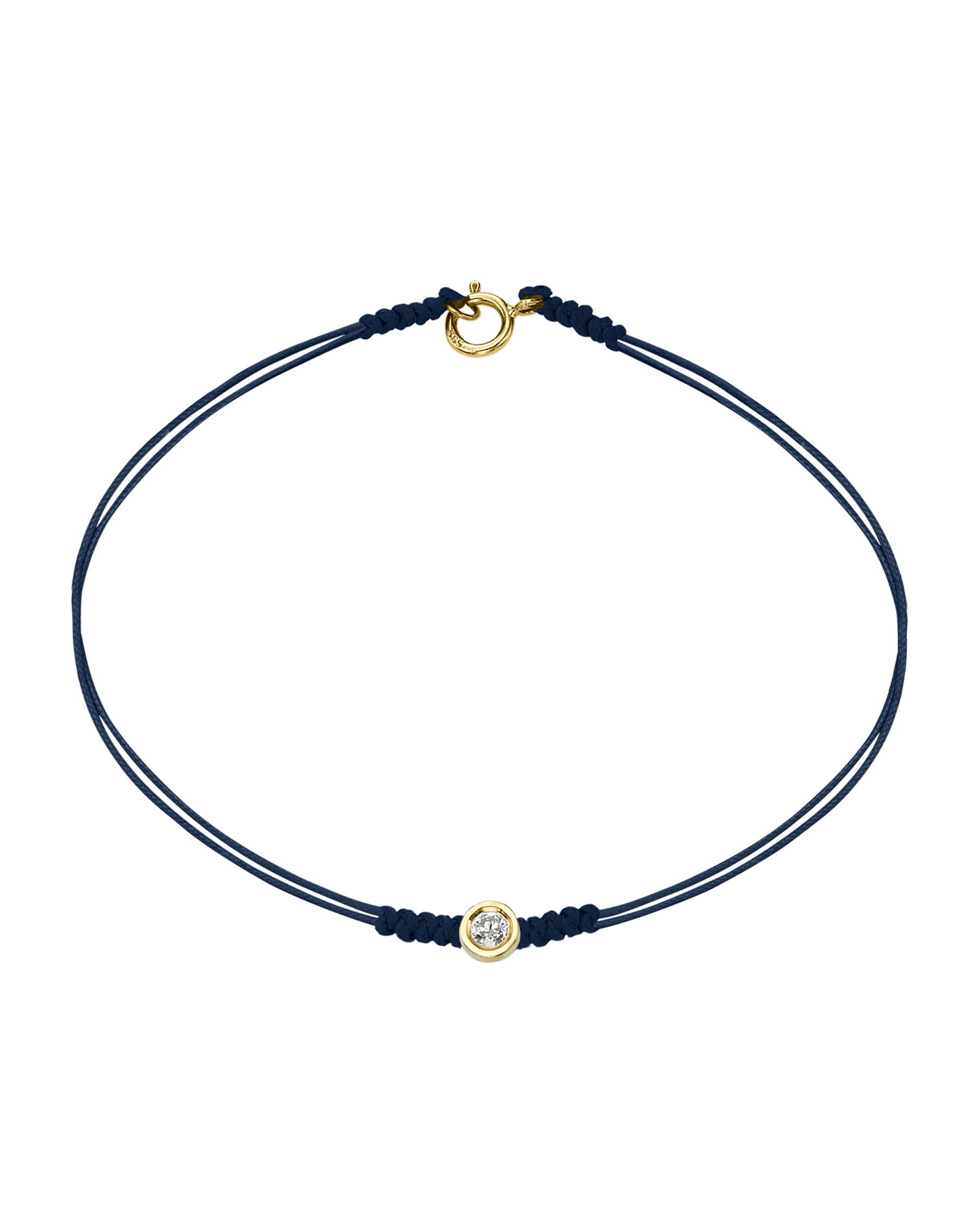 Le String of Love avec Fermoir - Or Jaune 14 carats Bracelets 14K Solid Gold Bleu Marine Medium: 0.05 carats Small - 6 Inches (15.5cm)