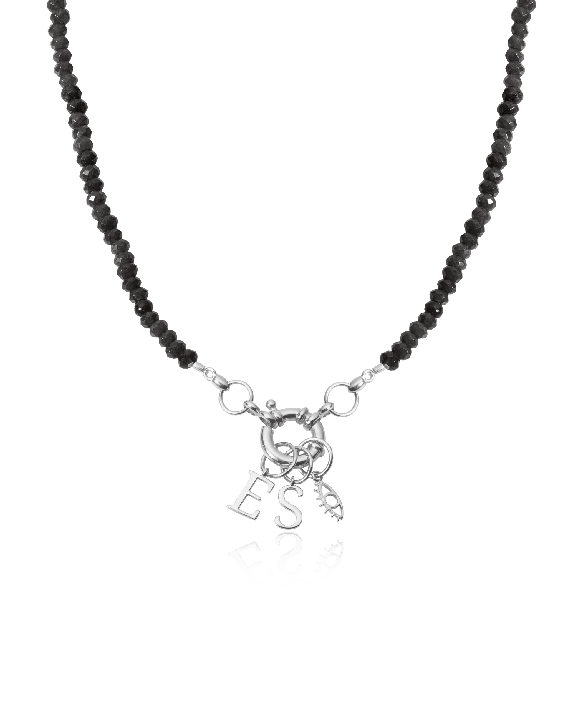 Watermelon Charm Lock Necklace - 925 Sterling Silver Necklaces magal-dev Glass Beads Black Spinnel 1 Charm 16"