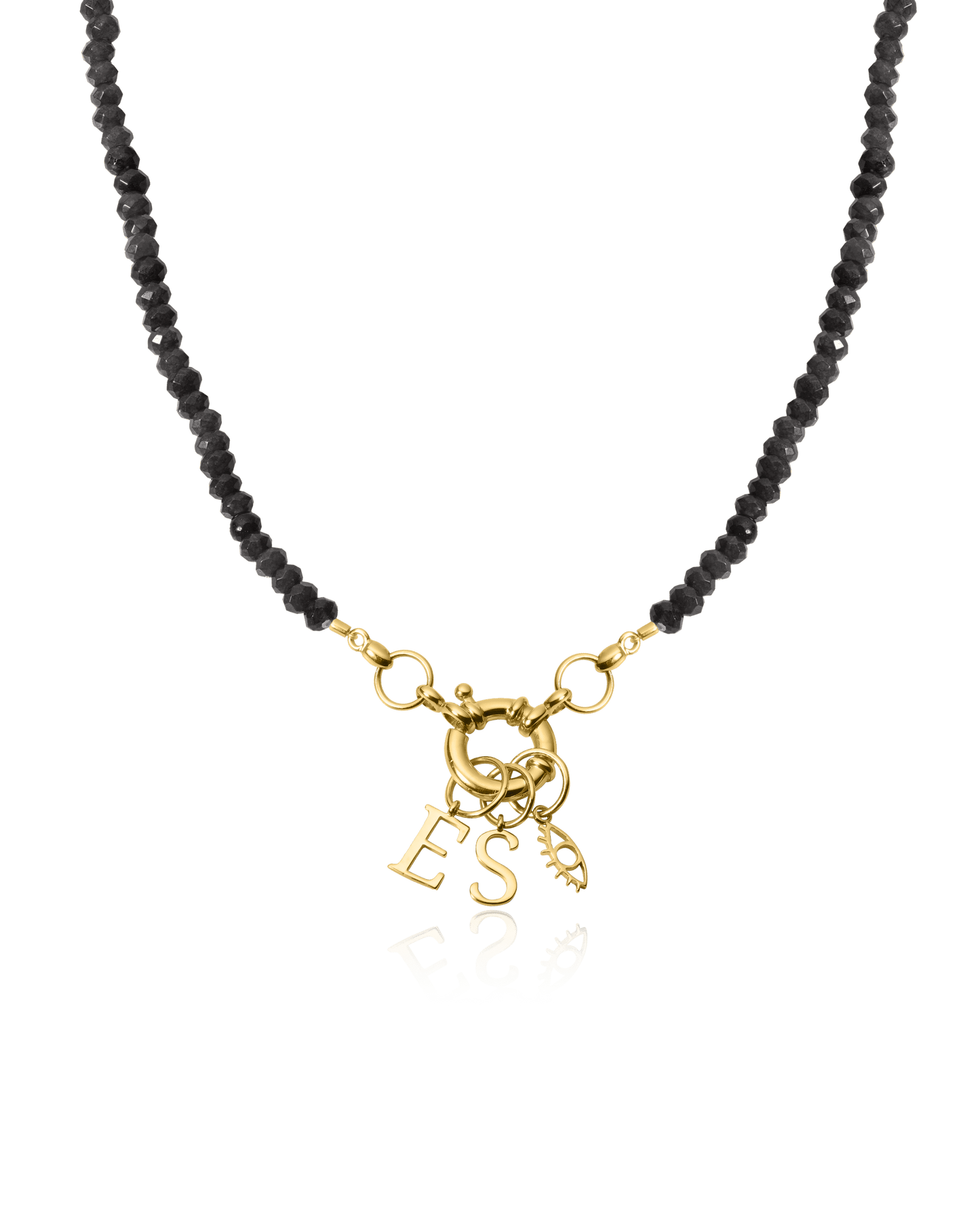 Watermelon Charm Lock Necklace - 18K Gold Vermeil Necklaces magal-dev Glass Beads Black Spinnel 1 Charm 16"