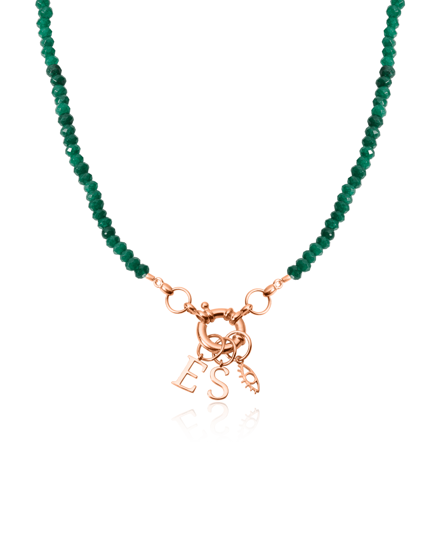 Collier Pendentif Cadenas - Or Rose Plaqué 18 carats Necklaces magal-dev Pierres précieuses: Jade vert 1 Pendentif 40cm