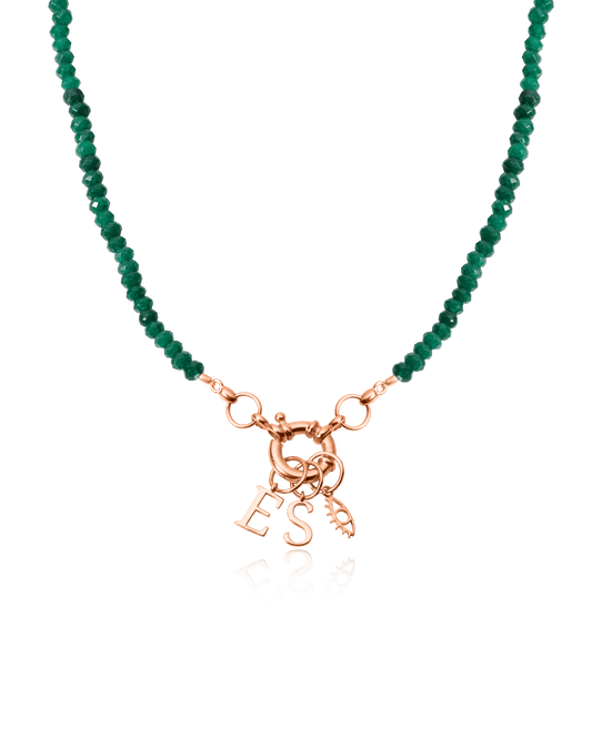 Collier Pendentif Cadenas - Or Rose Plaqué 18 carats Necklaces magal-dev Pierres précieuses: Jade vert 1 Pendentif 40cm