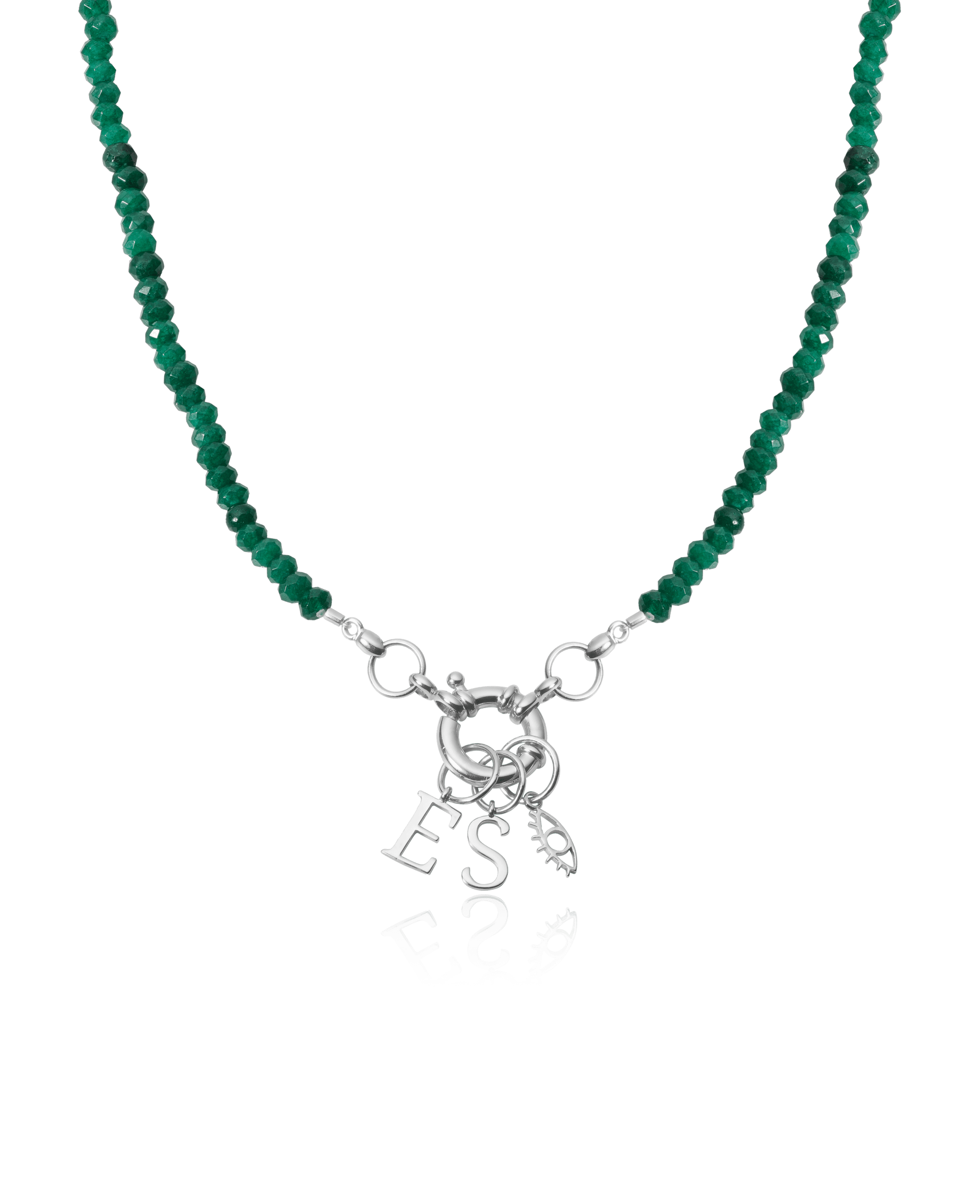 Watermelon Charm Lock Necklace - 925 Sterling Silver Necklaces magal-dev Green Jade Gemstones 1 Charm 16"
