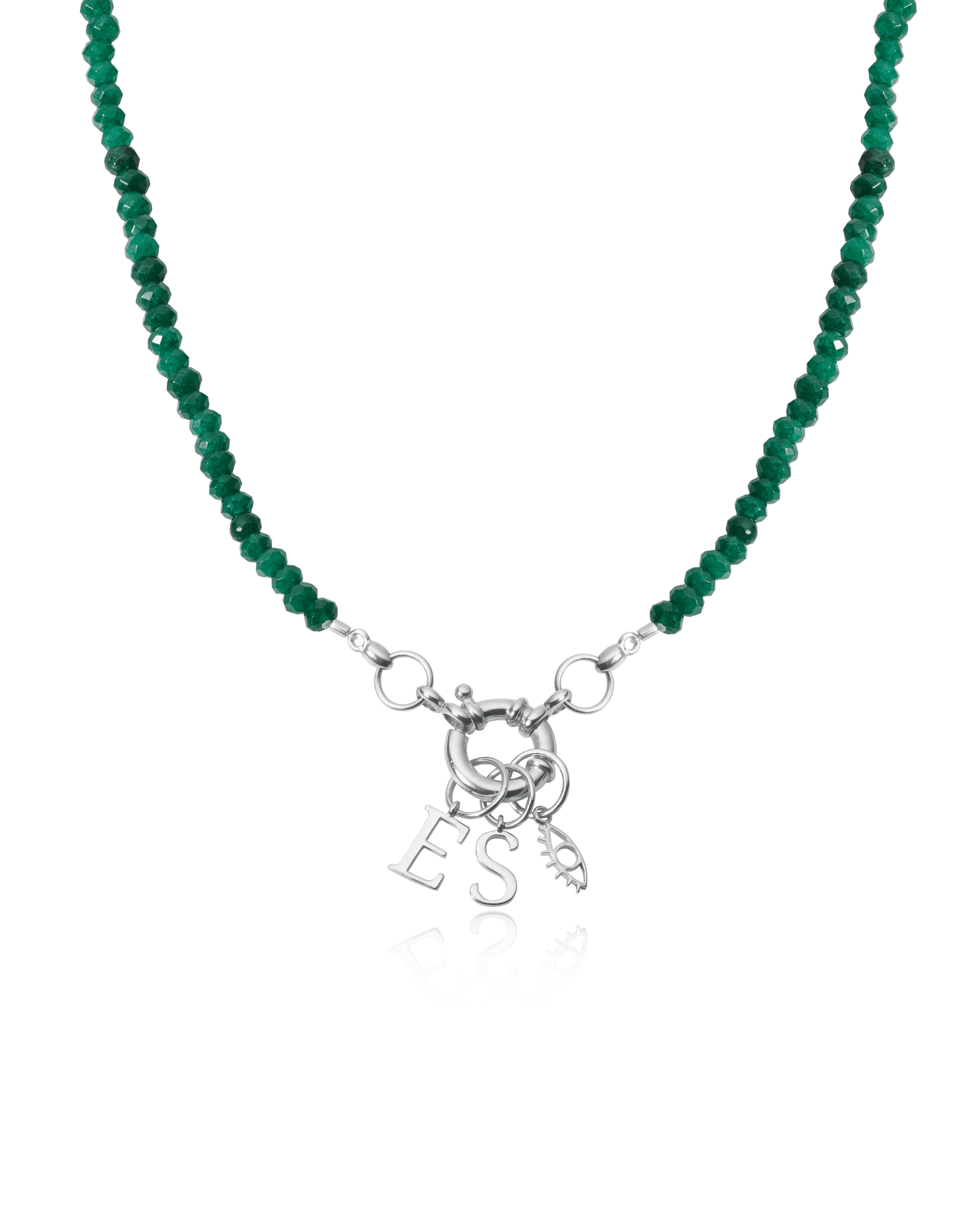 Collier Pendentif Cadenas - Argent 925 Necklaces magal-dev Pierres précieuses: Jade vert 1 Pendentif 40cm