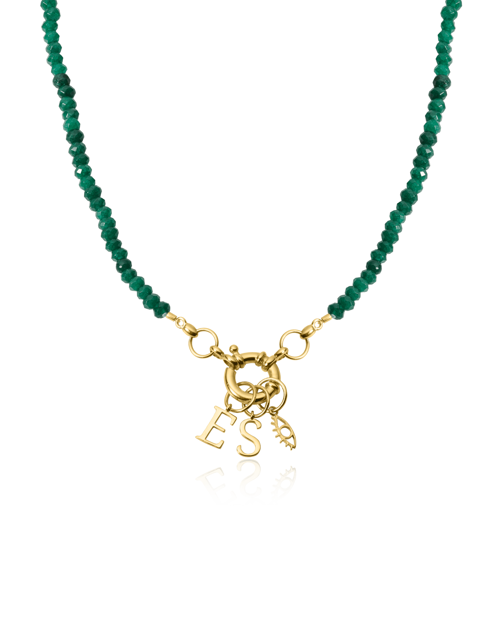 Collier Pendentif Cadenas - Or Jaune Plaqué 18 carats Necklaces magal-dev Pierres précieuses: Jade vert 1 Pendentif 40cm