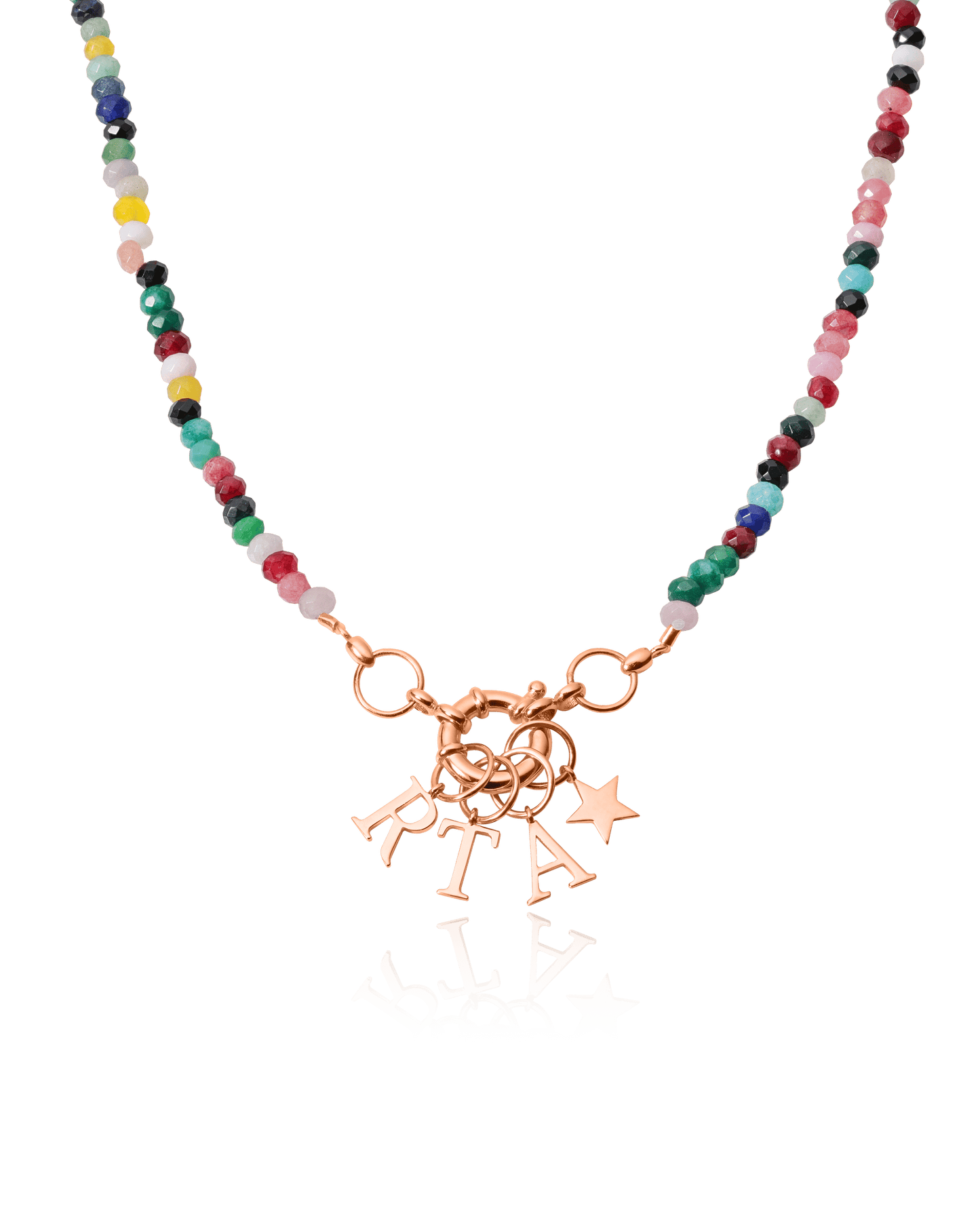 Pearl Charm Lock Necklace - 18K Rose Vermeil Necklaces magal-dev Colorful Jade Gemstones 1 Charm 16"