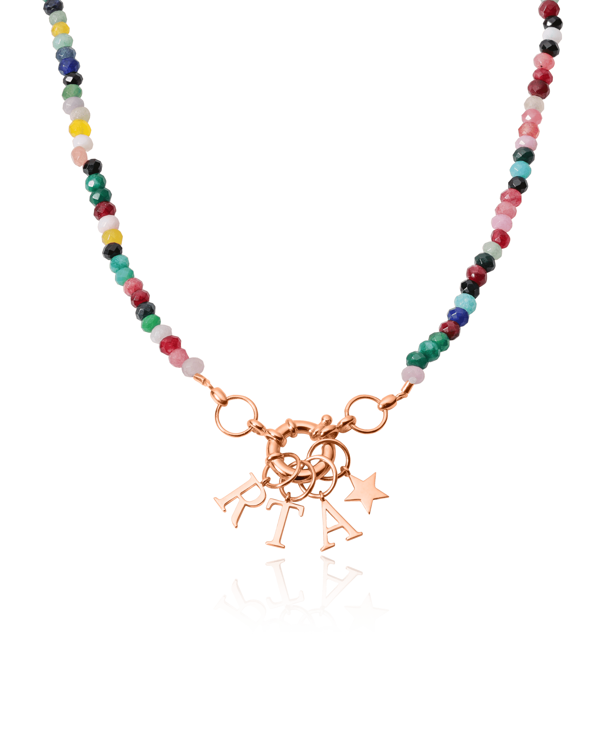 Pearl Charm Lock Necklace - 18K Rose Vermeil Necklaces magal-dev Colorful Jade Gemstones 1 Charm 16"