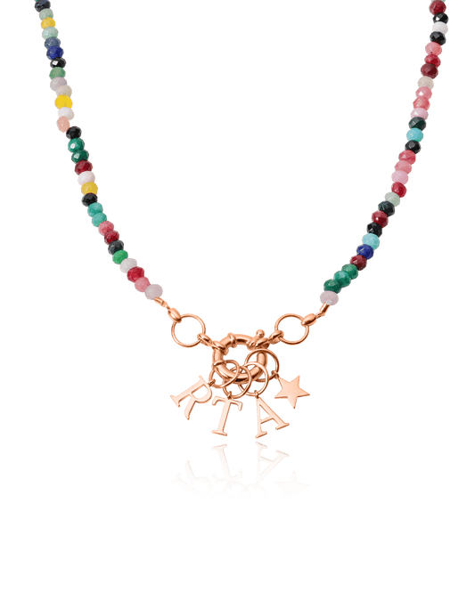 Watermelon Charm Lock Necklace - 18K Rose Vermeil Necklaces magal-dev Colorful Jade Gemstones 1 Charm 16"