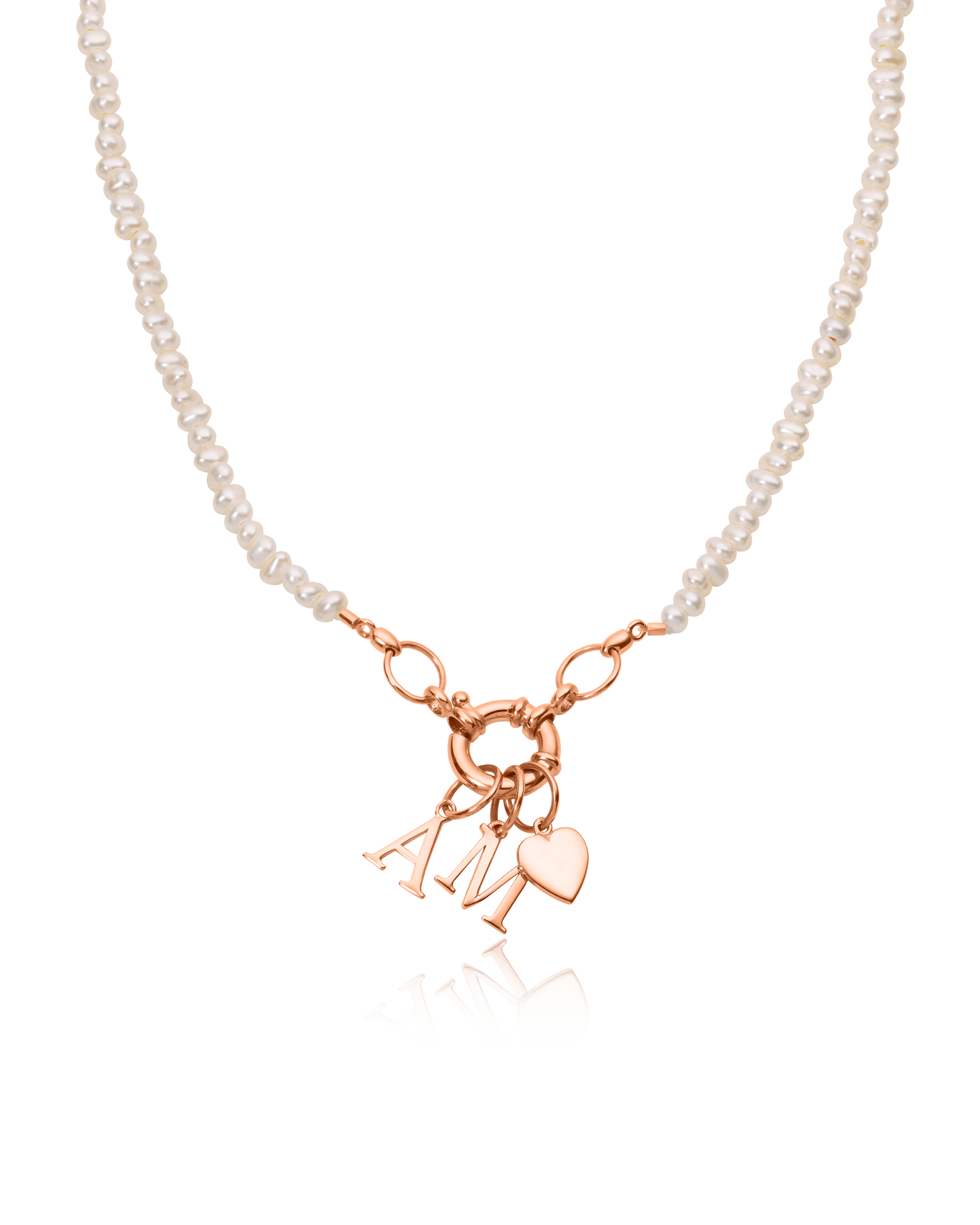 Black Spinnel Charm Lock Necklace - 18K Rose Vermeil Necklaces magal-dev Pearl (OUT OF STOCK) 1 Charm 16"
