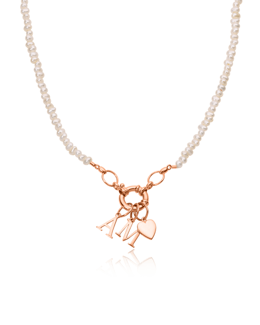 Pearl Charm Lock Necklace - 18K Rose Vermeil Necklaces magal-dev Pearl (OUT OF STOCK) 1 Charm 16"