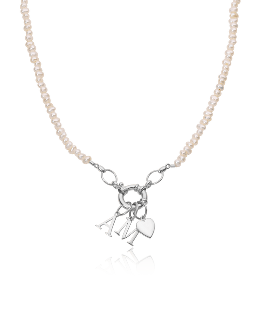 Pearl Charm Lock Necklace - 925 Sterling Silver Necklaces magal-dev Pearl (OUT OF STOCK) 1 Charm 16"