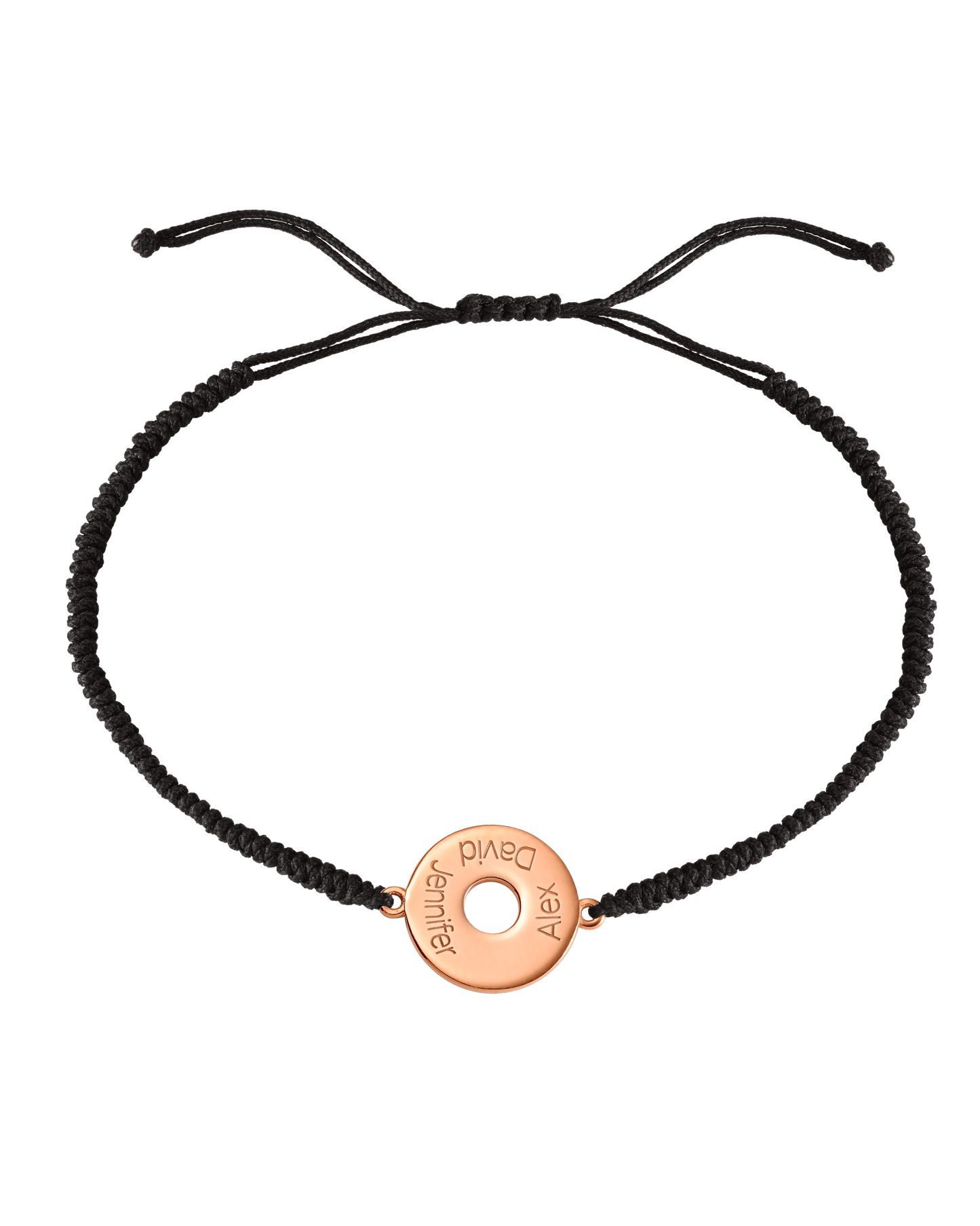 Donut Cord Bracelet - 18K Rose Vermeil Bracelets magal-dev Black 1 Names Adjustable from 4" to 9"