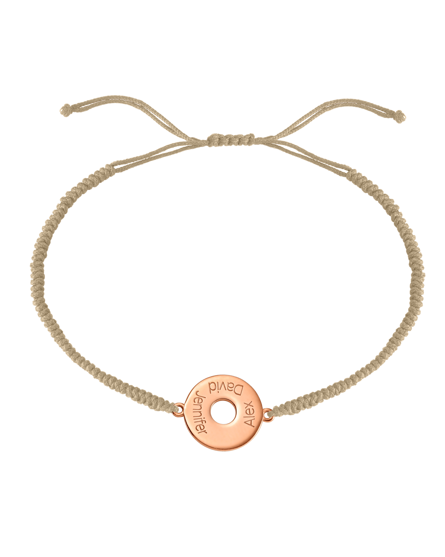 Donut Cord Bracelet - 18K Rose Vermeil Bracelets magal-dev Beige 1 Names Adjustable from 4" to 9"