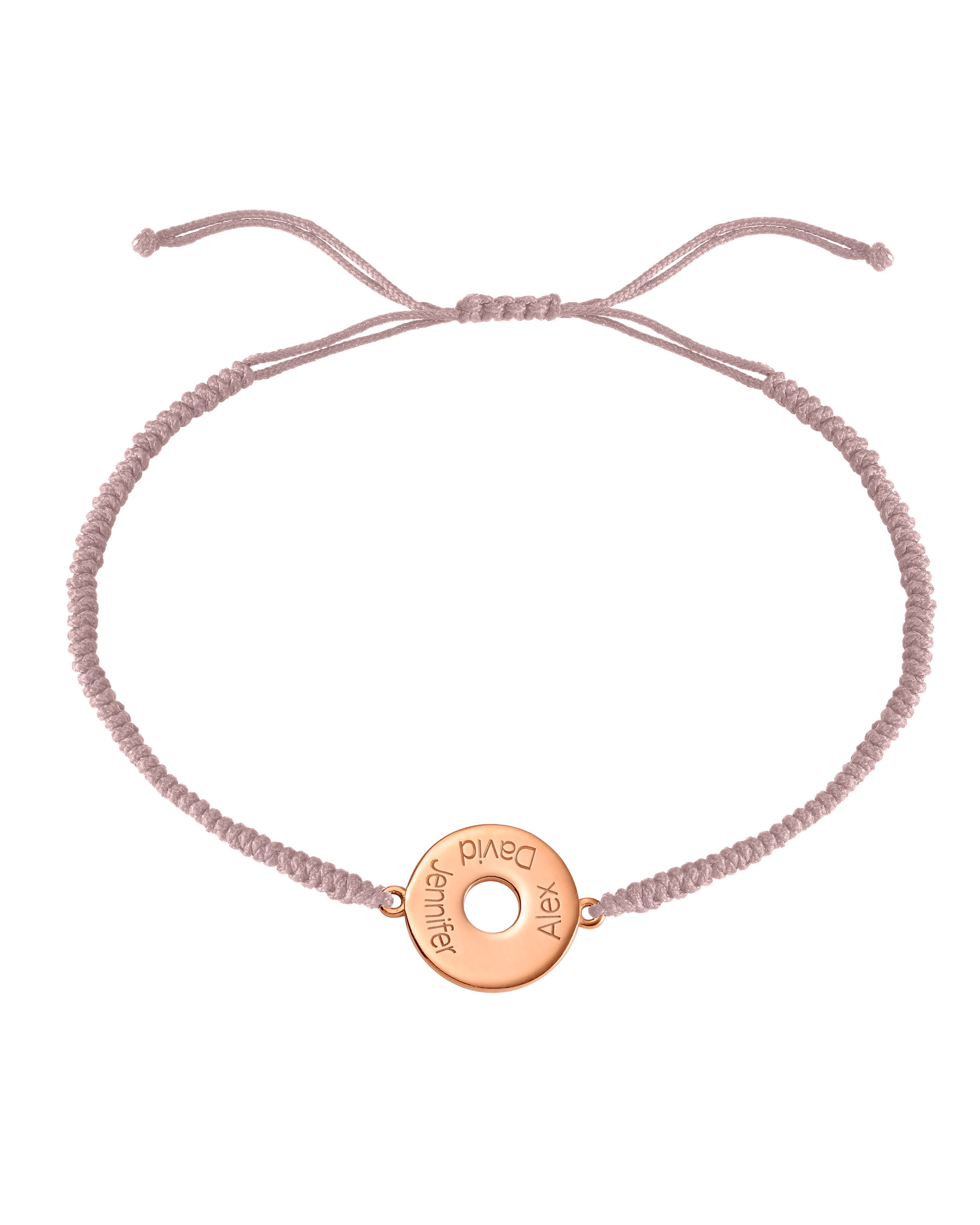 Donut Cord Bracelet - 18K Rose Vermeil Bracelets magal-dev Light Pink 1 Names Adjustable from 4" to 9"