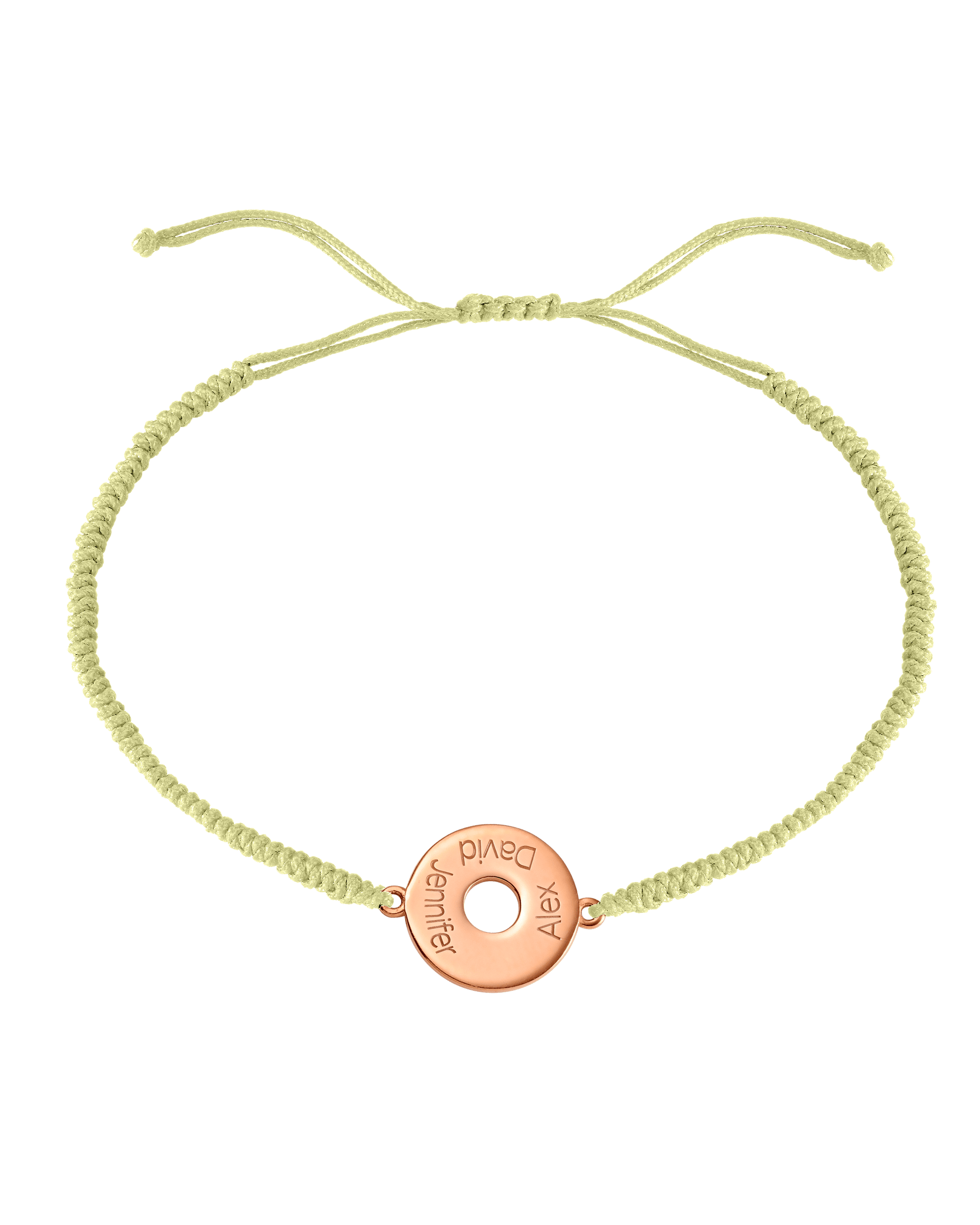 Donut Cord Bracelet - 18K Rose Vermeil Bracelets magal-dev Light Yellow 1 Names Adjustable from 4" to 9"