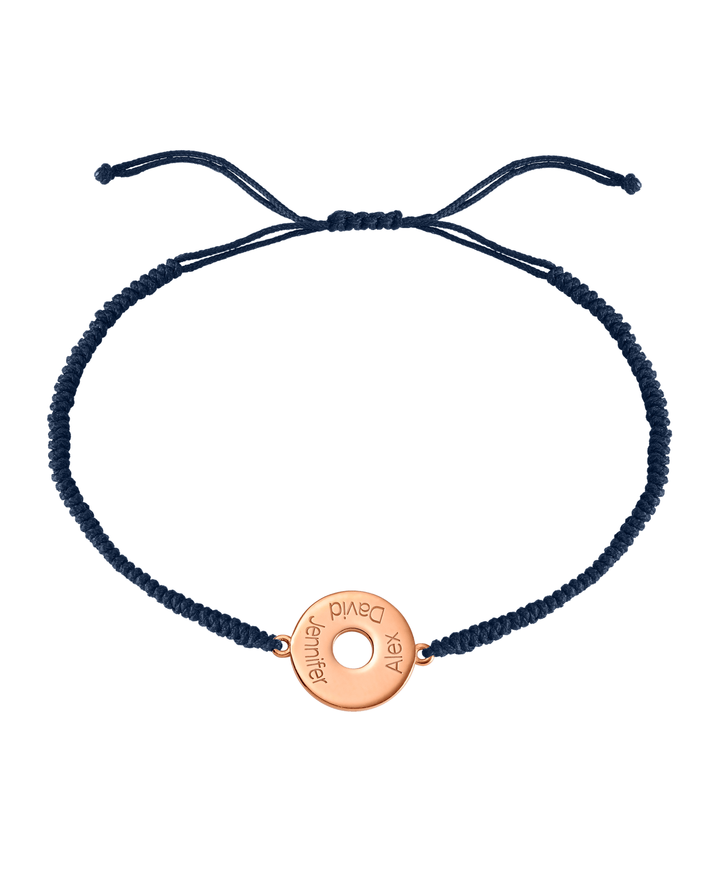 Donut Cord Bracelet - 18K Rose Vermeil Bracelets magal-dev Navy Blue 1 Names Adjustable from 4" to 9"