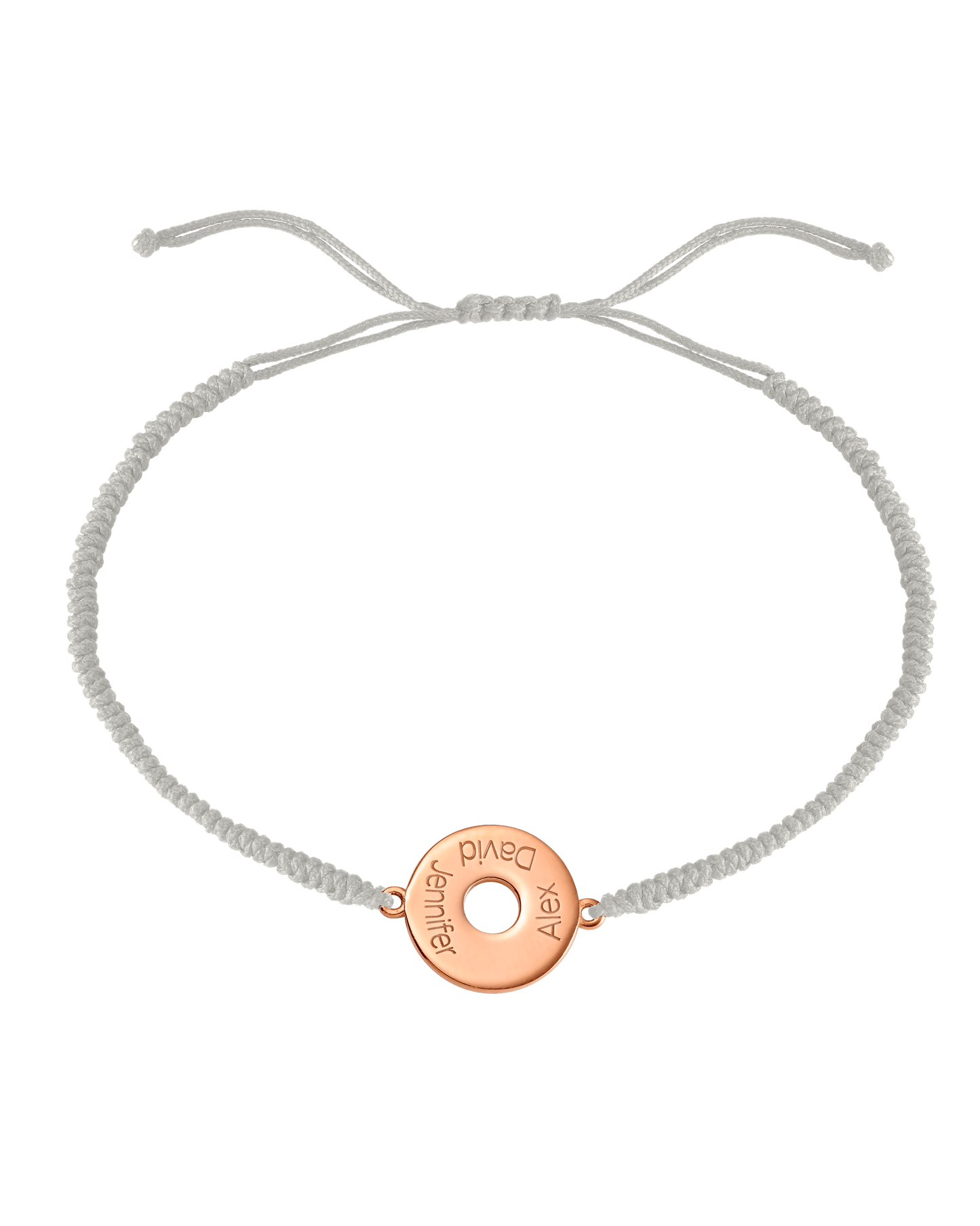 Donut Cord Bracelet - 18K Rose Vermeil Bracelets magal-dev Pearl 1 Names Adjustable from 4" to 9"