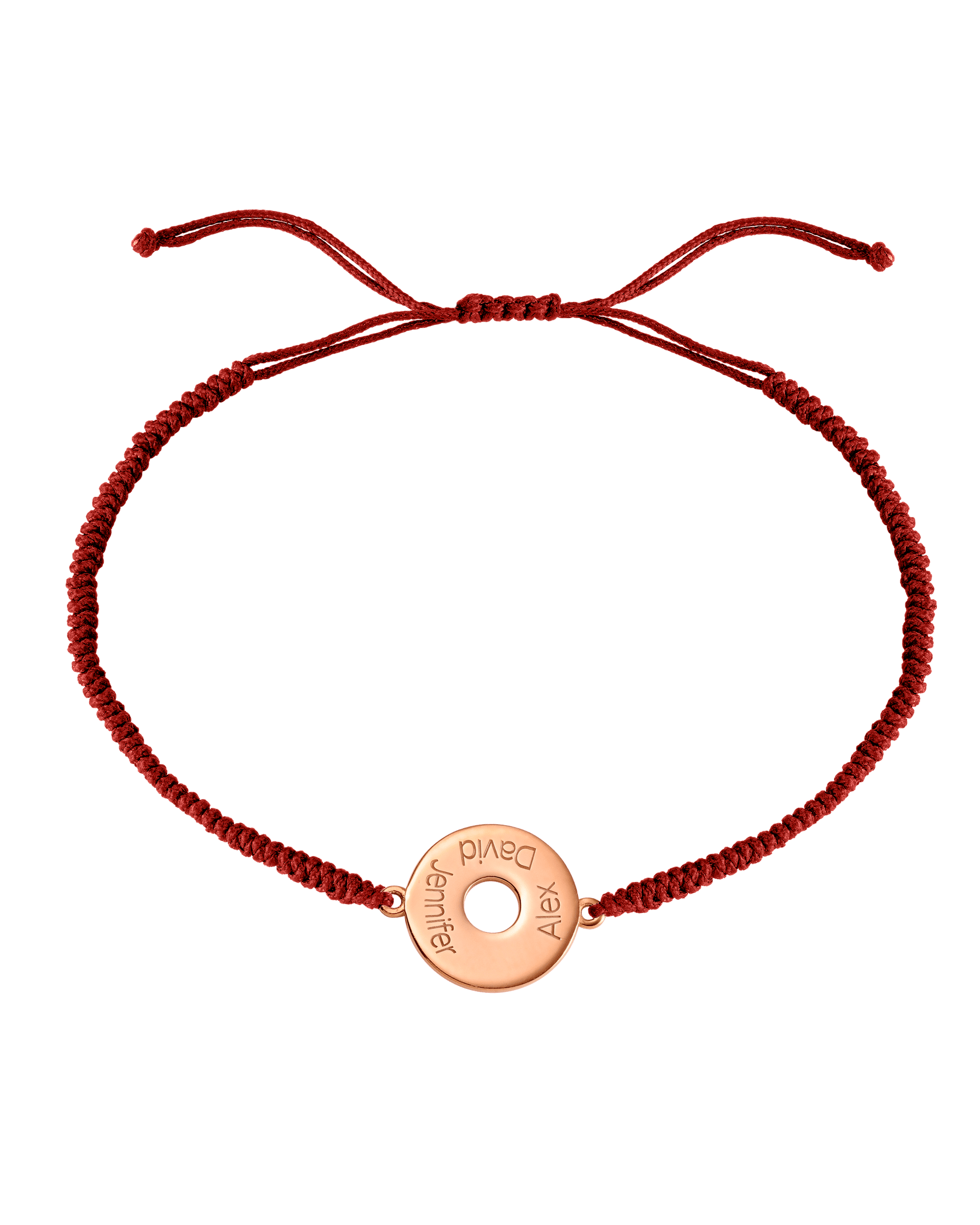 Donut Cord Bracelet - 18K Rose Vermeil Bracelets magal-dev Red 1 Names Adjustable from 4" to 9"
