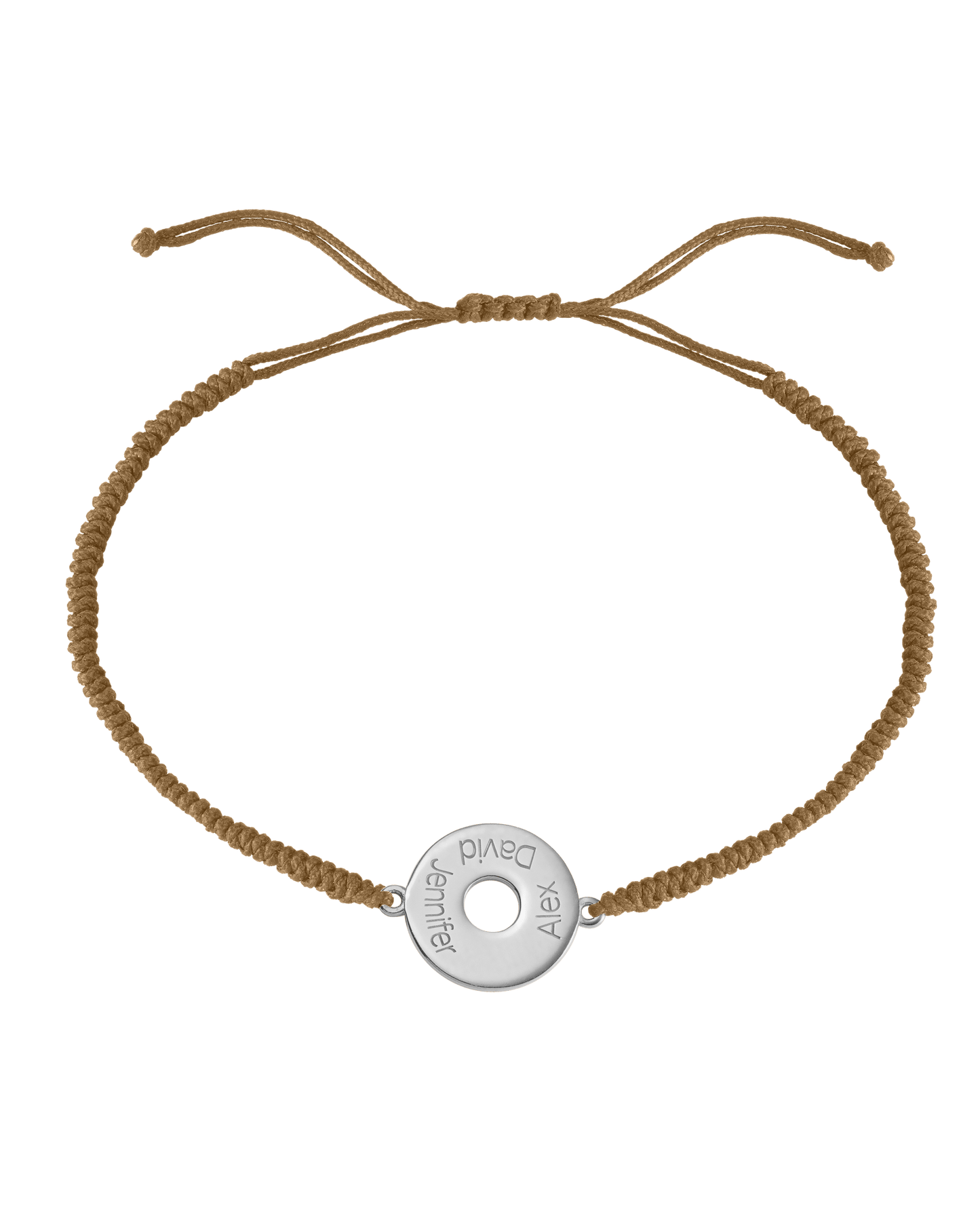 Donut Cord Bracelet - 925 Sterling Silver Bracelets magal-dev Camel 1 Names Adjustable from 4" to 9"