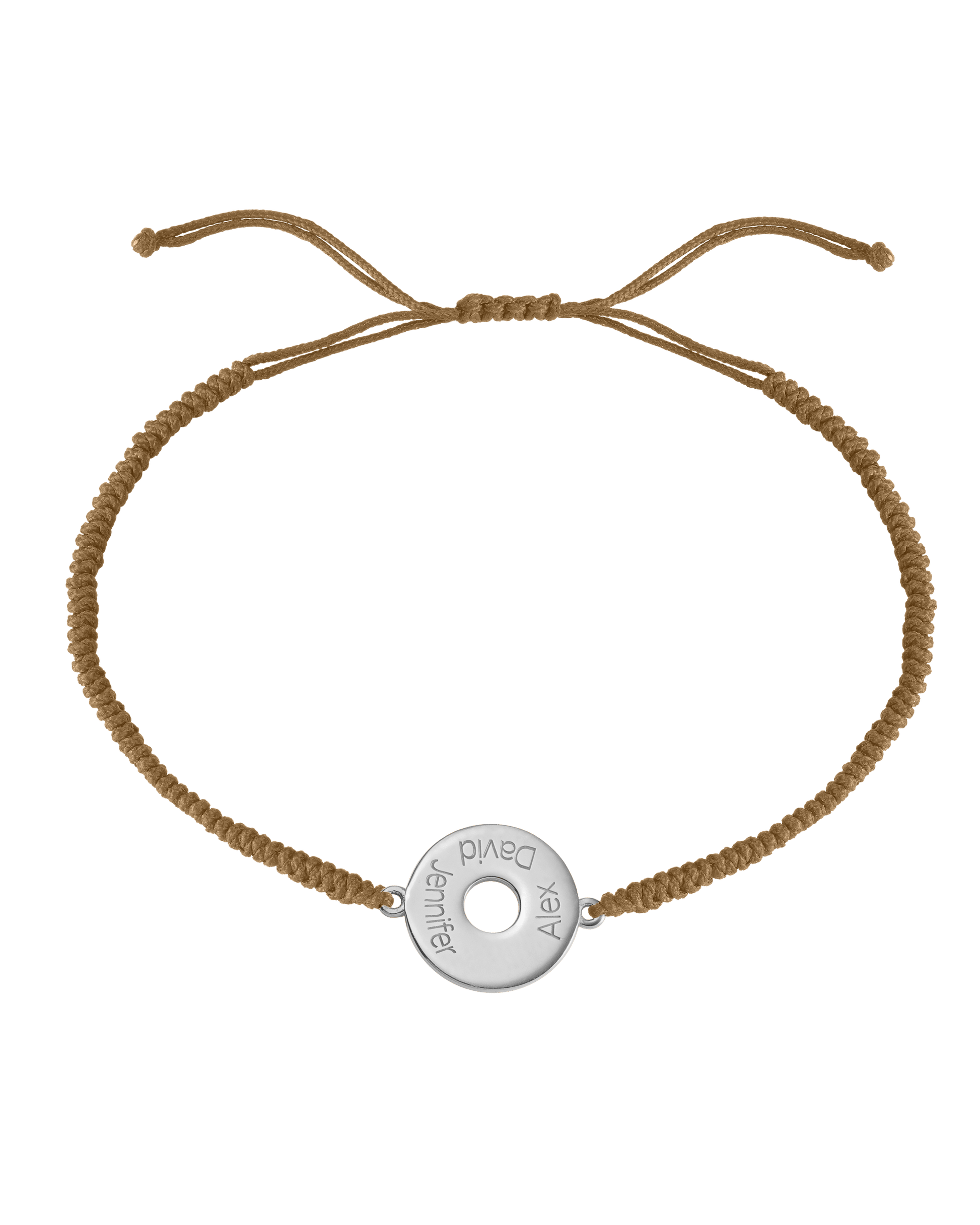 Donut Cord Bracelet - 925 Sterling Silver Bracelets magal-dev Camel 1 Names Adjustable from 4" to 9"