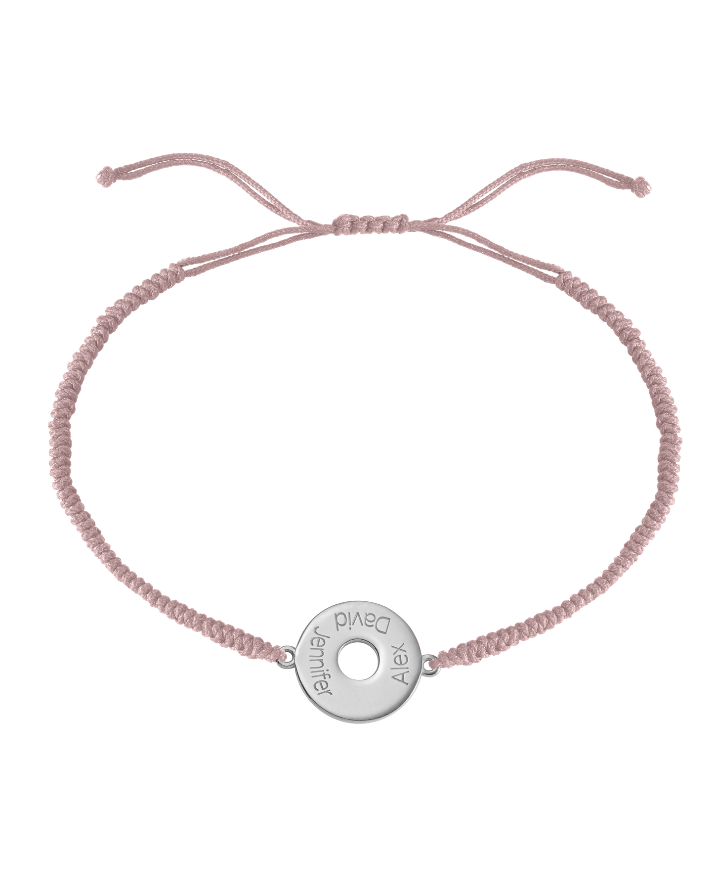 Donut Cord Bracelet - 925 Sterling Silver Bracelets magal-dev Light Pink 1 Names Adjustable from 4" to 9"