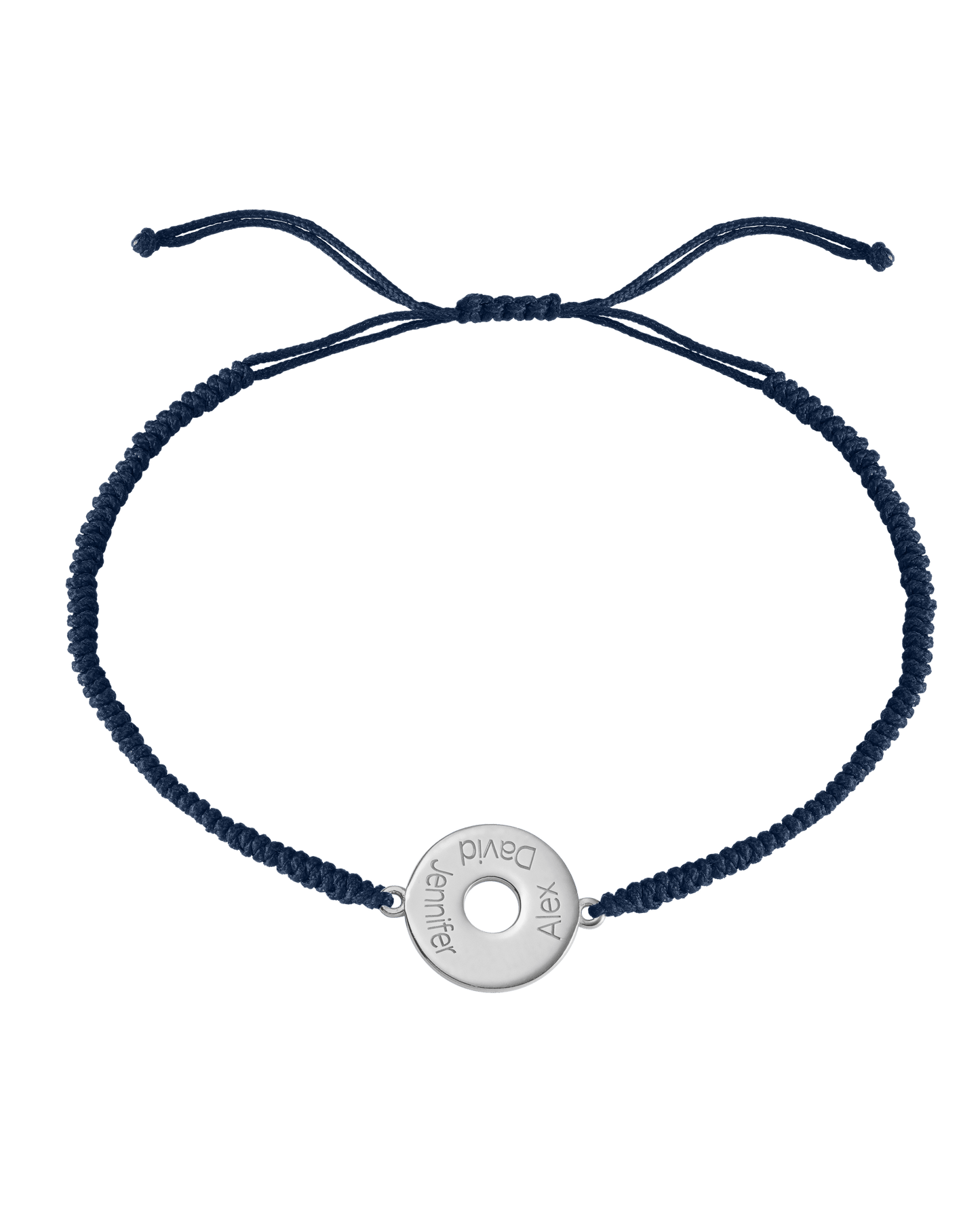 Donut Cord Bracelet - 925 Sterling Silver Bracelets magal-dev Navy Blue 1 Names Adjustable from 4" to 9"