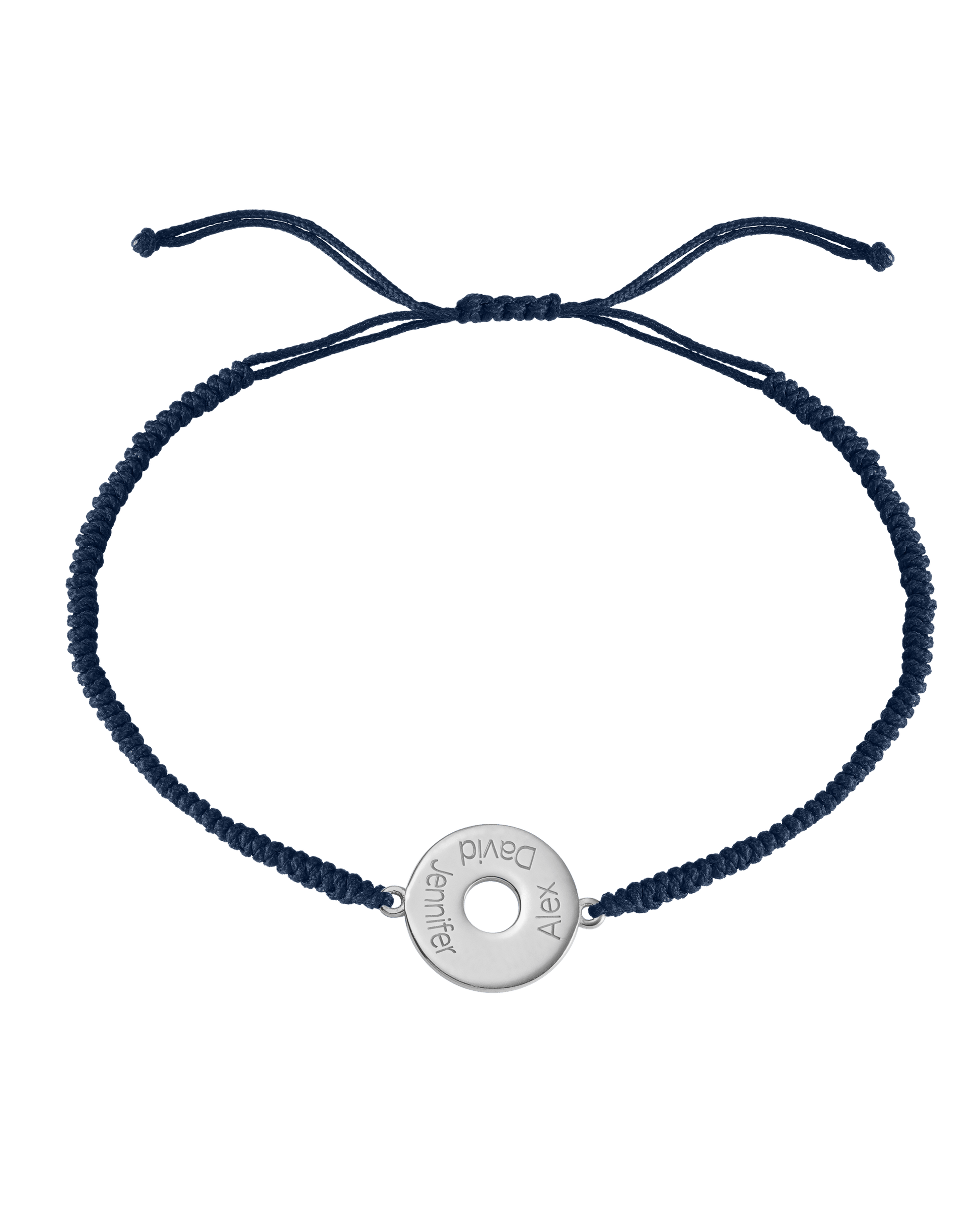 Donut Cord Bracelet - 925 Sterling Silver Bracelets magal-dev Navy Blue 1 Names Adjustable from 4" to 9"