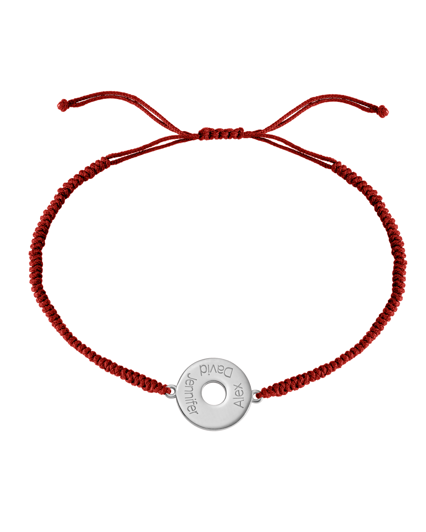 Donut Cord Bracelet - 925 Sterling Silver Bracelets magal-dev Red 1 Names Adjustable from 4" to 9"