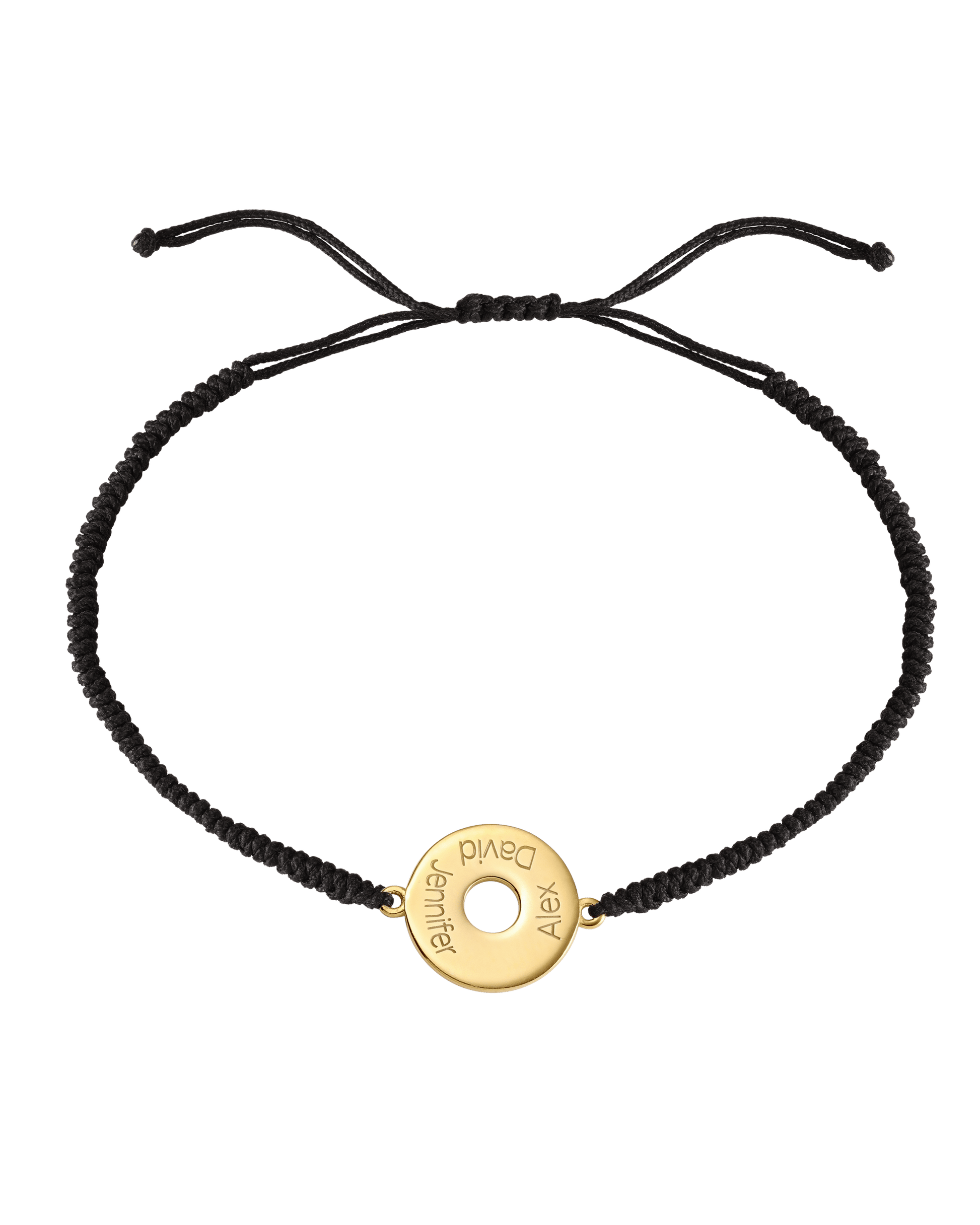 Donut Cord Bracelet - 18K Gold Vermeil Bracelets magal-dev Black 1 Name Adjustable from 4" to 9"