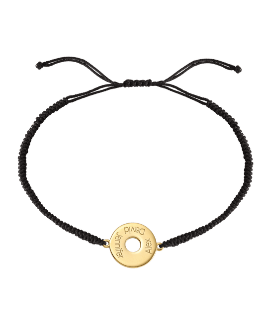 Donut Cord Bracelet - 18K Gold Vermeil Bracelets magal-dev Black 1 Name Adjustable from 4" to 9"