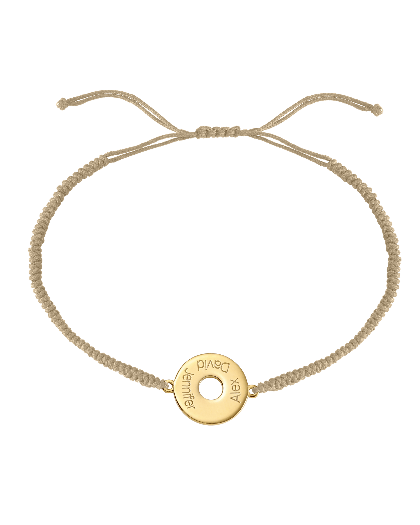Donut Cord Bracelet - 18K Gold Vermeil Bracelets magal-dev Beige 1 Name Adjustable from 4" to 9"