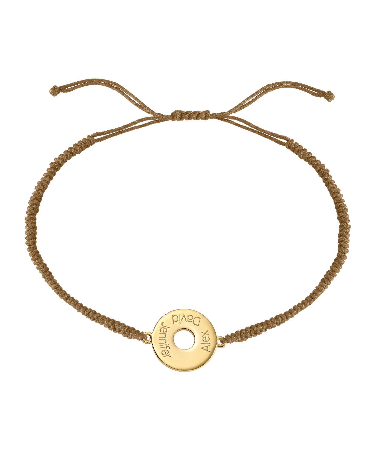Donut Cord Bracelet - 18K Gold Vermeil Bracelets magal-dev Camel 1 Name Adjustable from 4" to 9"