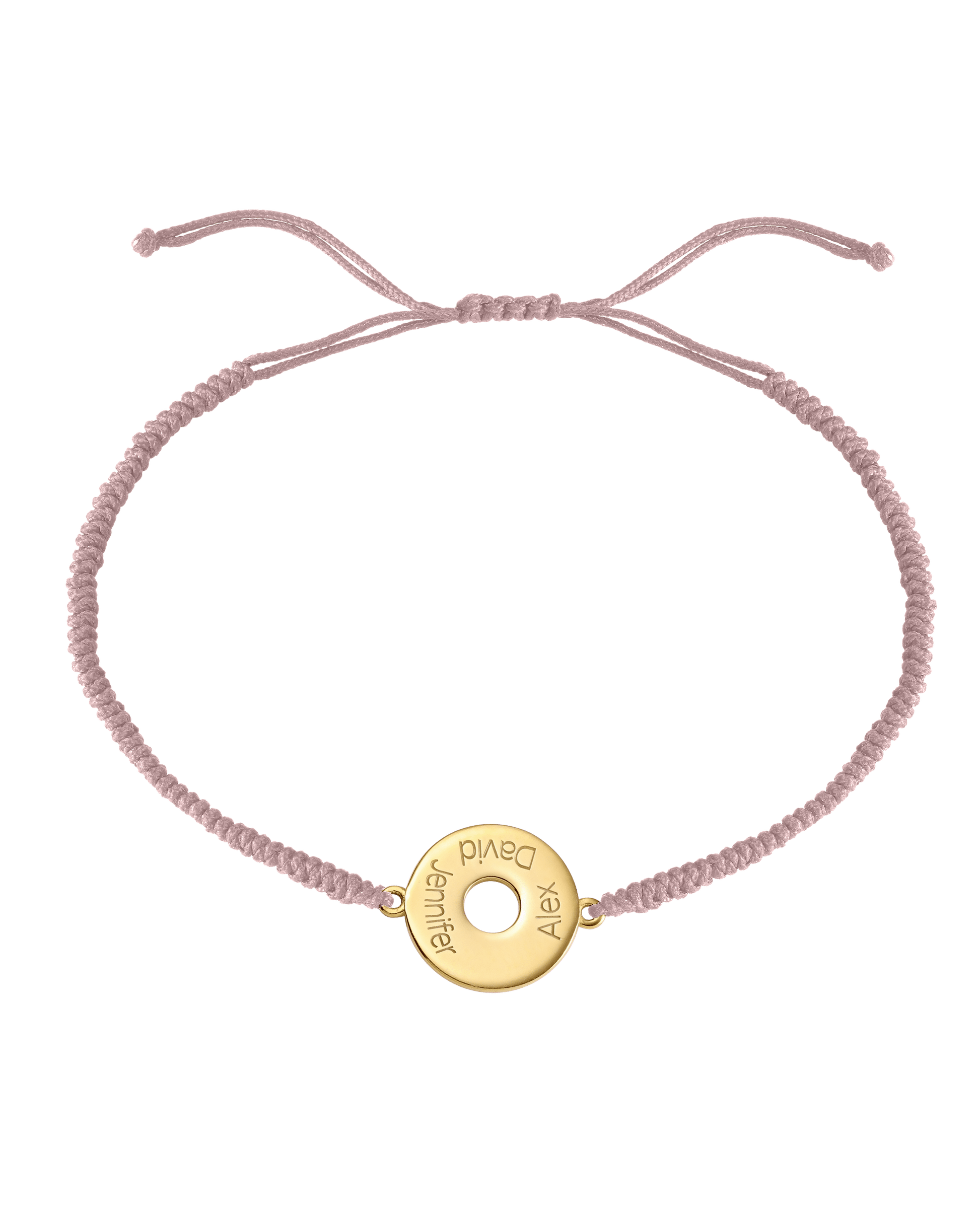 Donut Cord Bracelet - 18K Gold Vermeil Bracelets magal-dev Light Pink 1 Name Adjustable from 4" to 9"