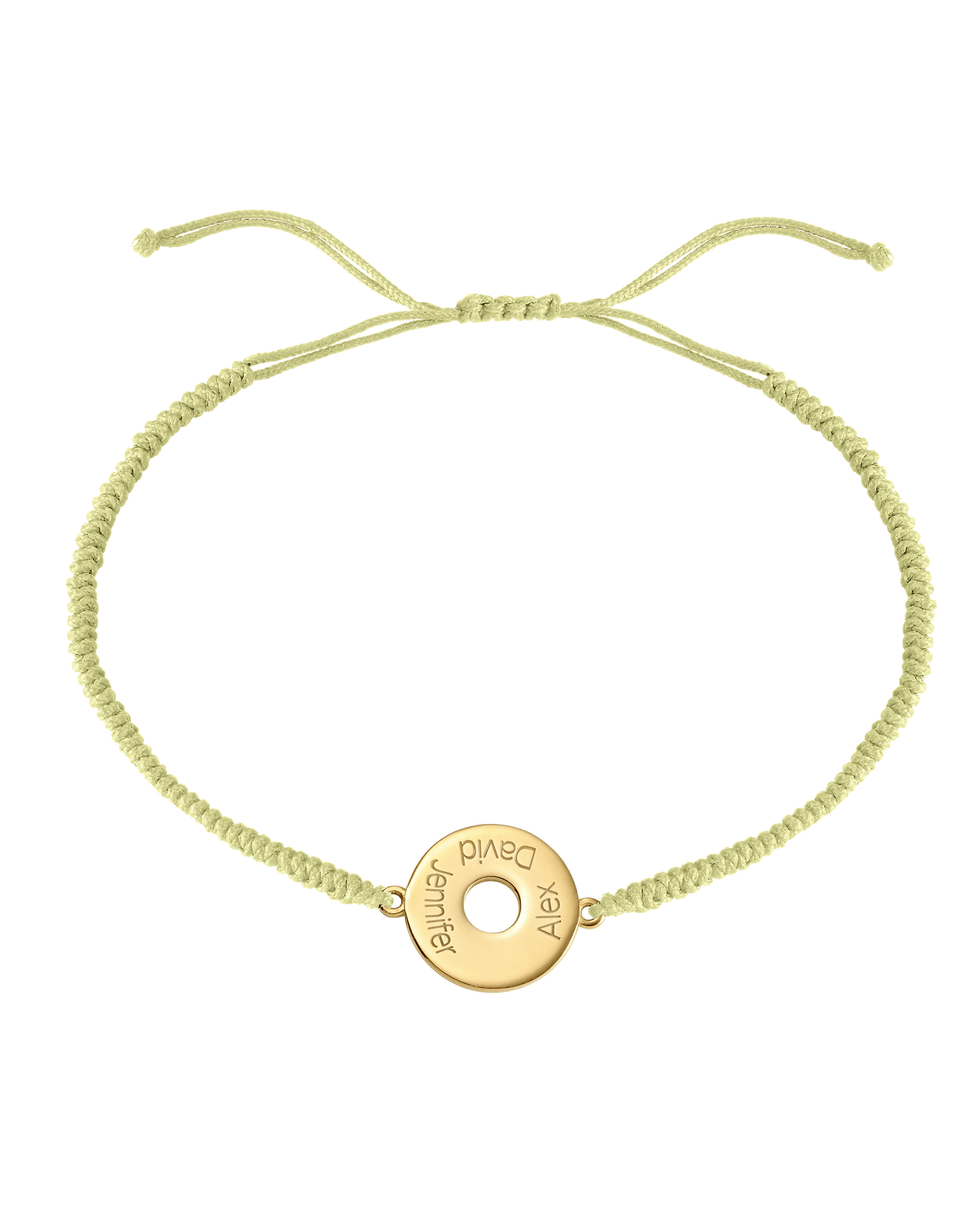 Donut Cord Bracelet - 18K Gold Vermeil Bracelets magal-dev Light Yellow 1 Name Adjustable from 4" to 9"