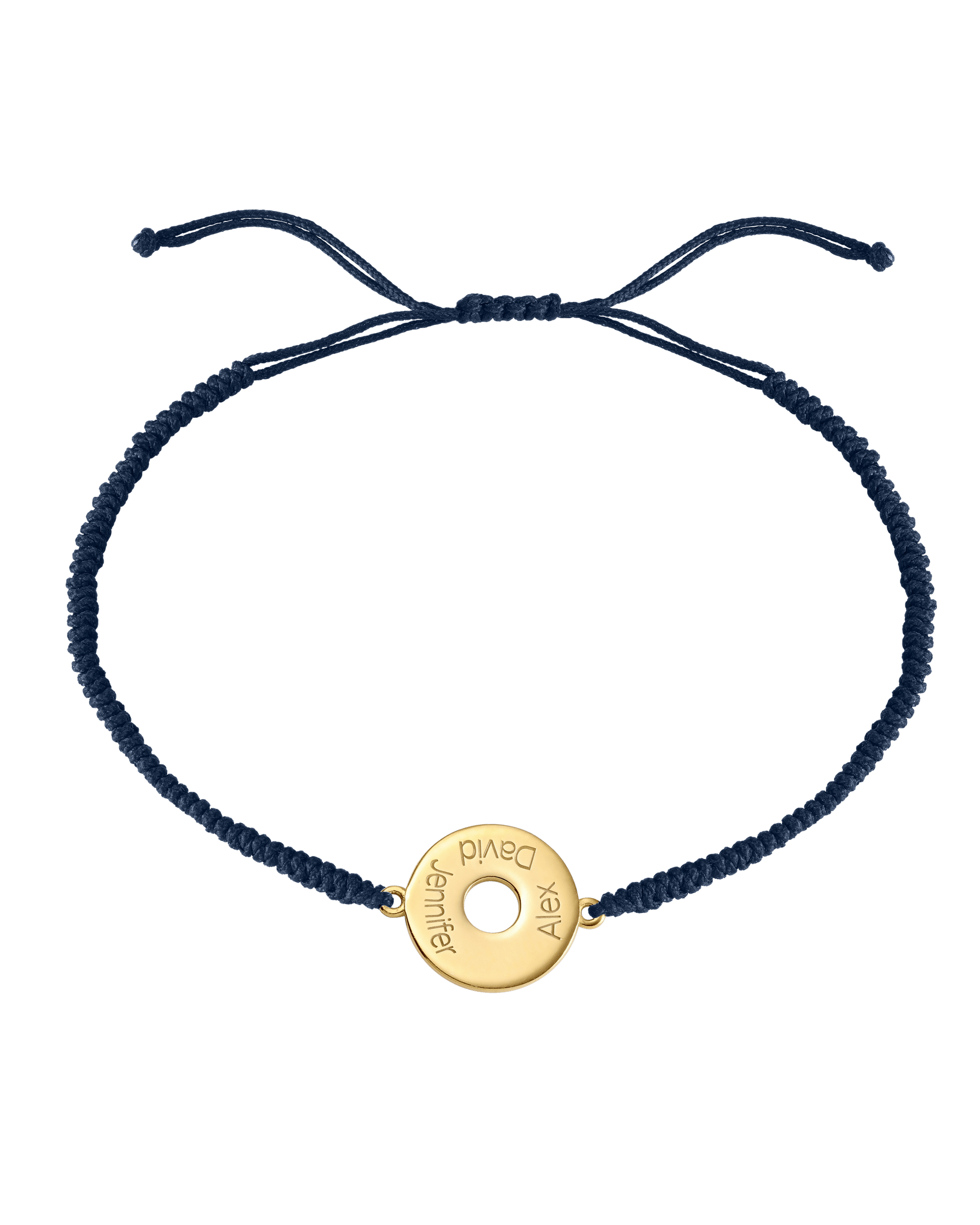 Donut Cord Bracelet - 18K Gold Vermeil Bracelets magal-dev Navy Blue 1 Name Adjustable from 4" to 9"