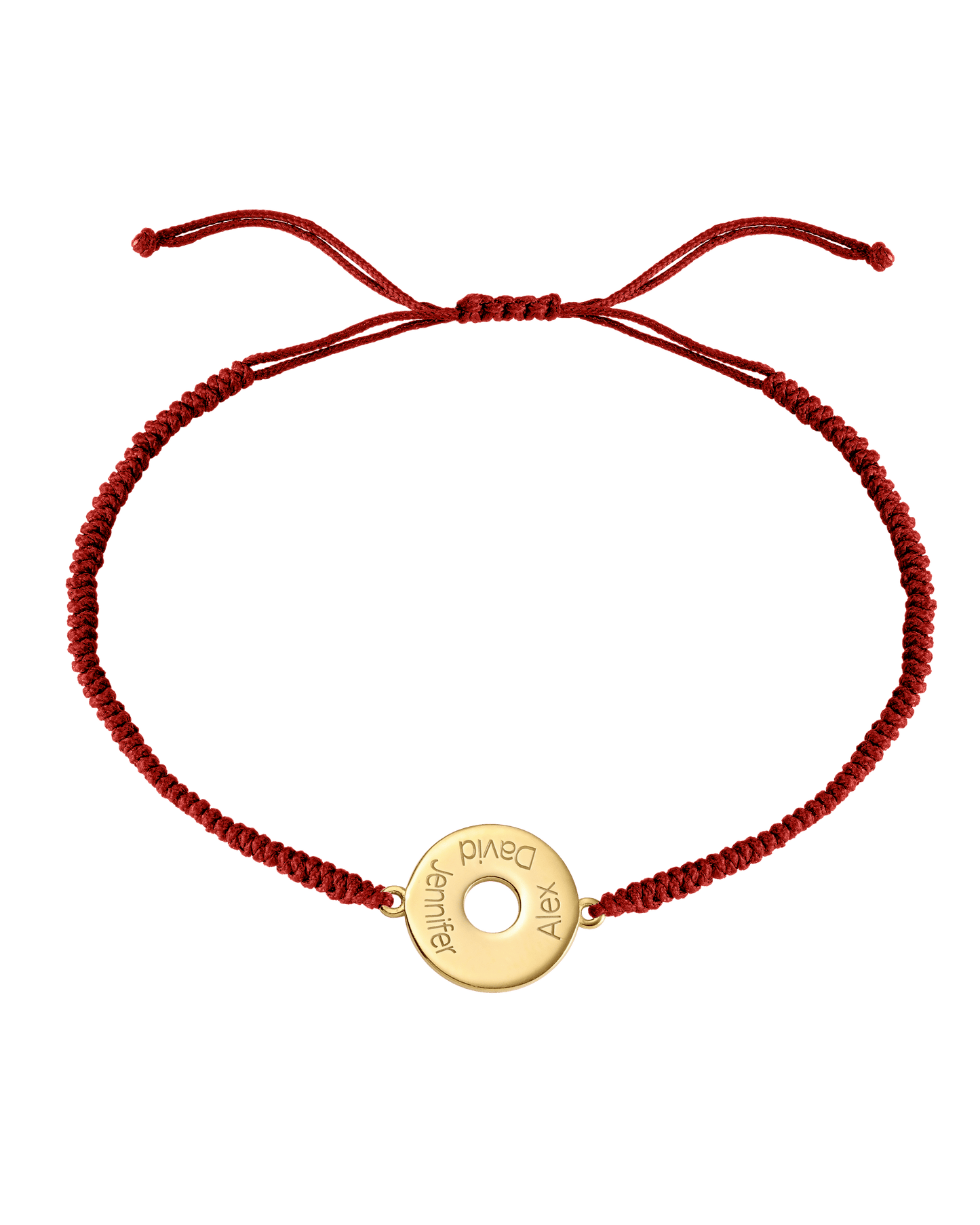 Donut Cord Bracelet - 18K Gold Vermeil Bracelets magal-dev Red 1 Name Adjustable from 4" to 9"