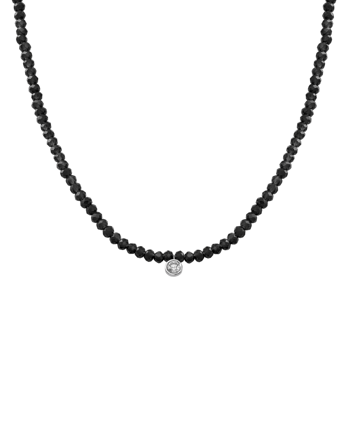 Apatite Gemstone & Diamond Necklace - 14K White Gold Necklaces 14K Solid Gold Glass Beads Black Spinnel Large: 0.10ct 14"