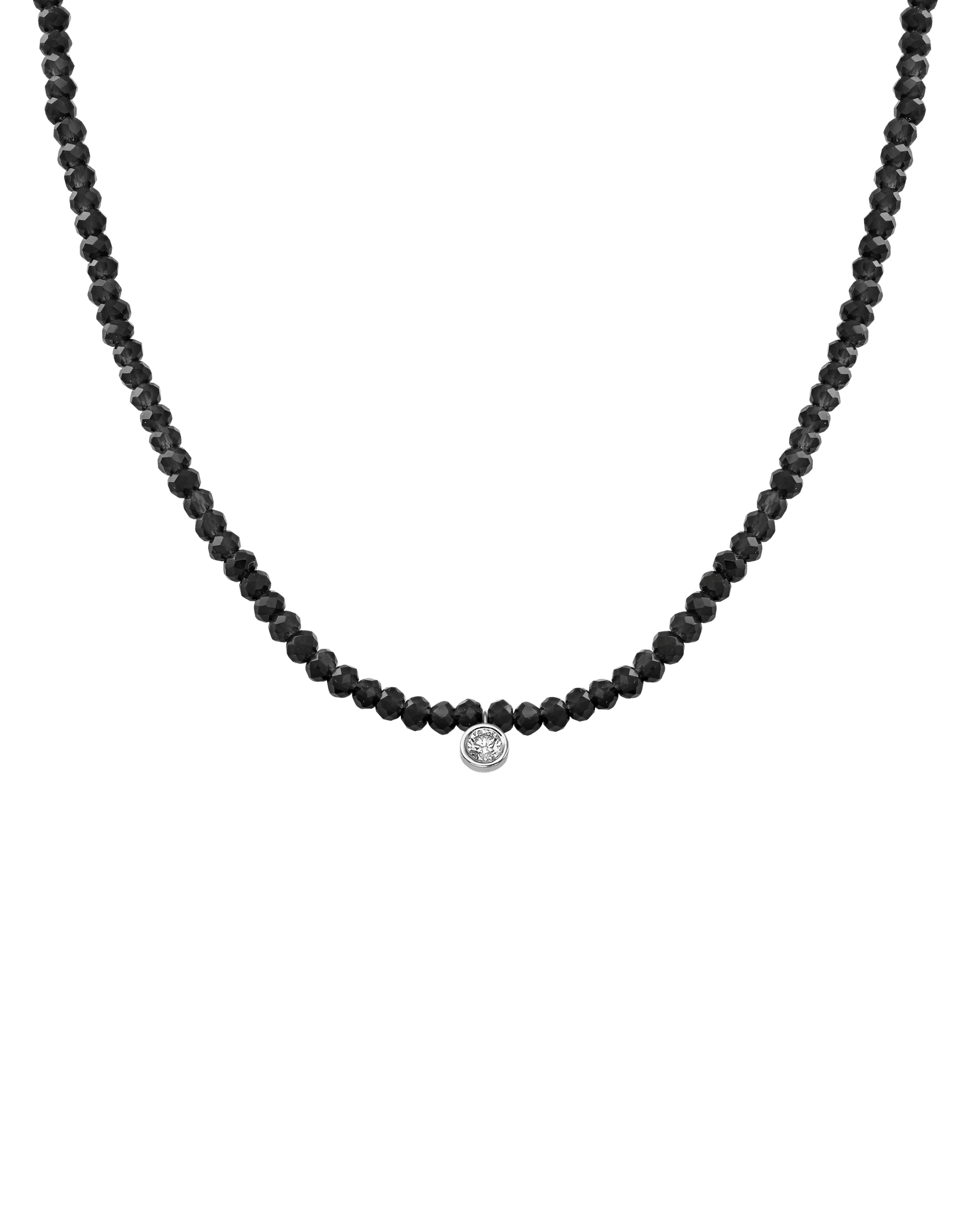 Apatite Gemstone & Diamond Necklace - 14K White Gold Necklaces 14K Solid Gold Glass Beads Black Spinnel Large: 0.10ct 14"