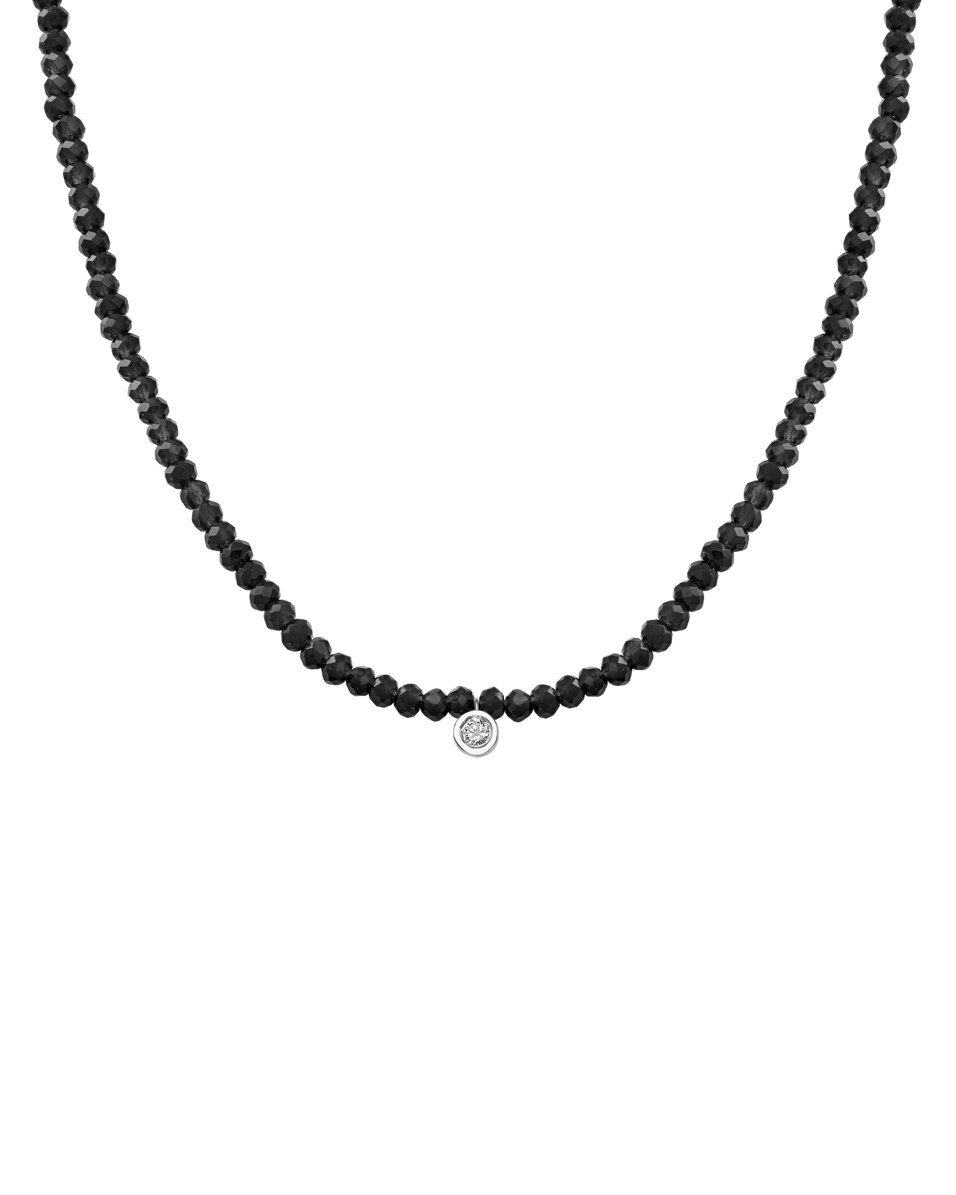 Apatite Gemstone & Diamond Necklace - 14K White Gold Necklaces 14K Solid Gold Glass Beads Black Spinnel Medium: 0.05ct 14"