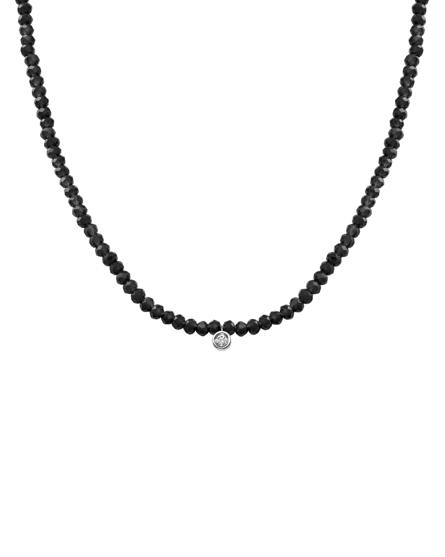 Apatite Gemstone & Diamond Necklace - 14K White Gold Necklaces 14K Solid Gold Glass Beads Black Spinnel Small: 0.03ct 14"