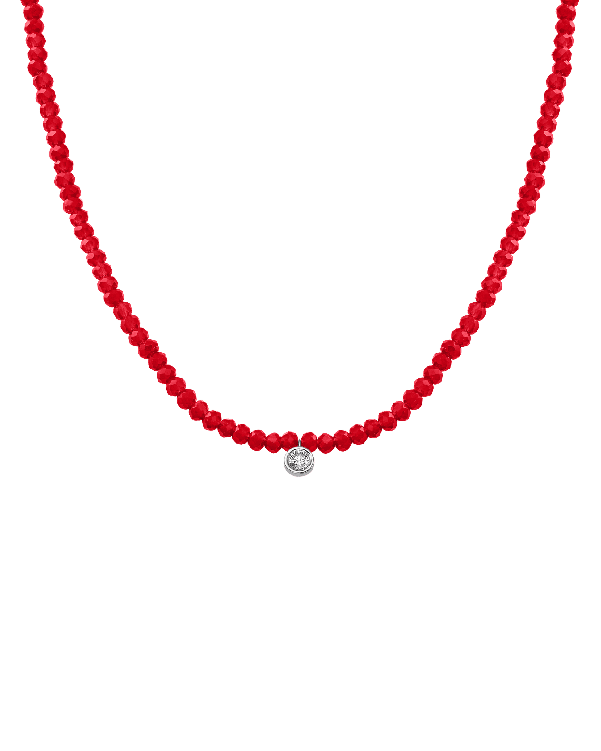 Apatite Gemstone & Diamond Necklace - 14K White Gold Necklaces 14K Solid Gold Natural Red Jade Large: 0.10ct 14"