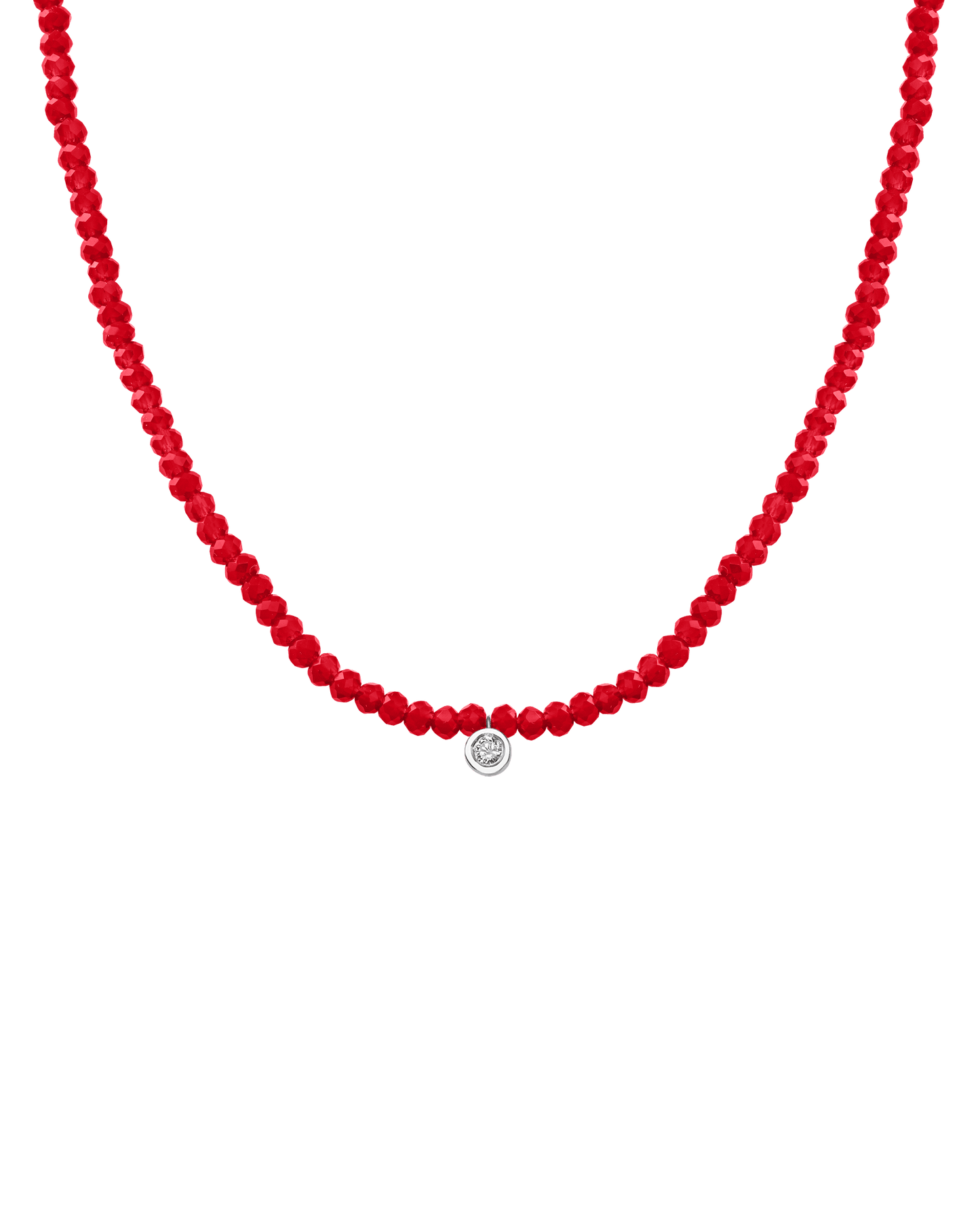 Apatite Gemstone & Diamond Necklace - 14K White Gold Necklaces 14K Solid Gold Natural Red Jade Medium: 0.05ct 14"