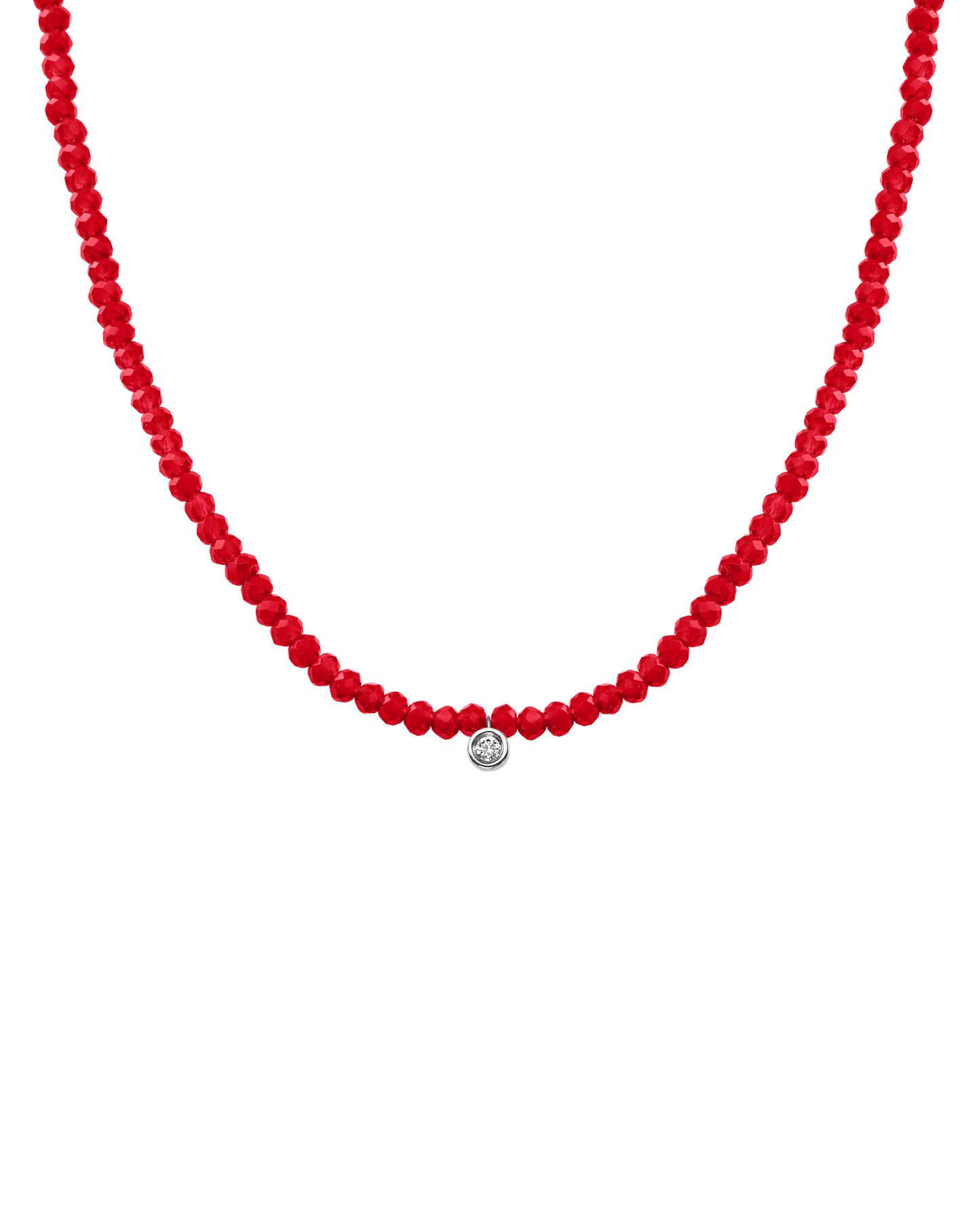 Apatite Gemstone & Diamond Necklace - 14K White Gold Necklaces 14K Solid Gold Natural Red Jade Small: 0.03ct 14"